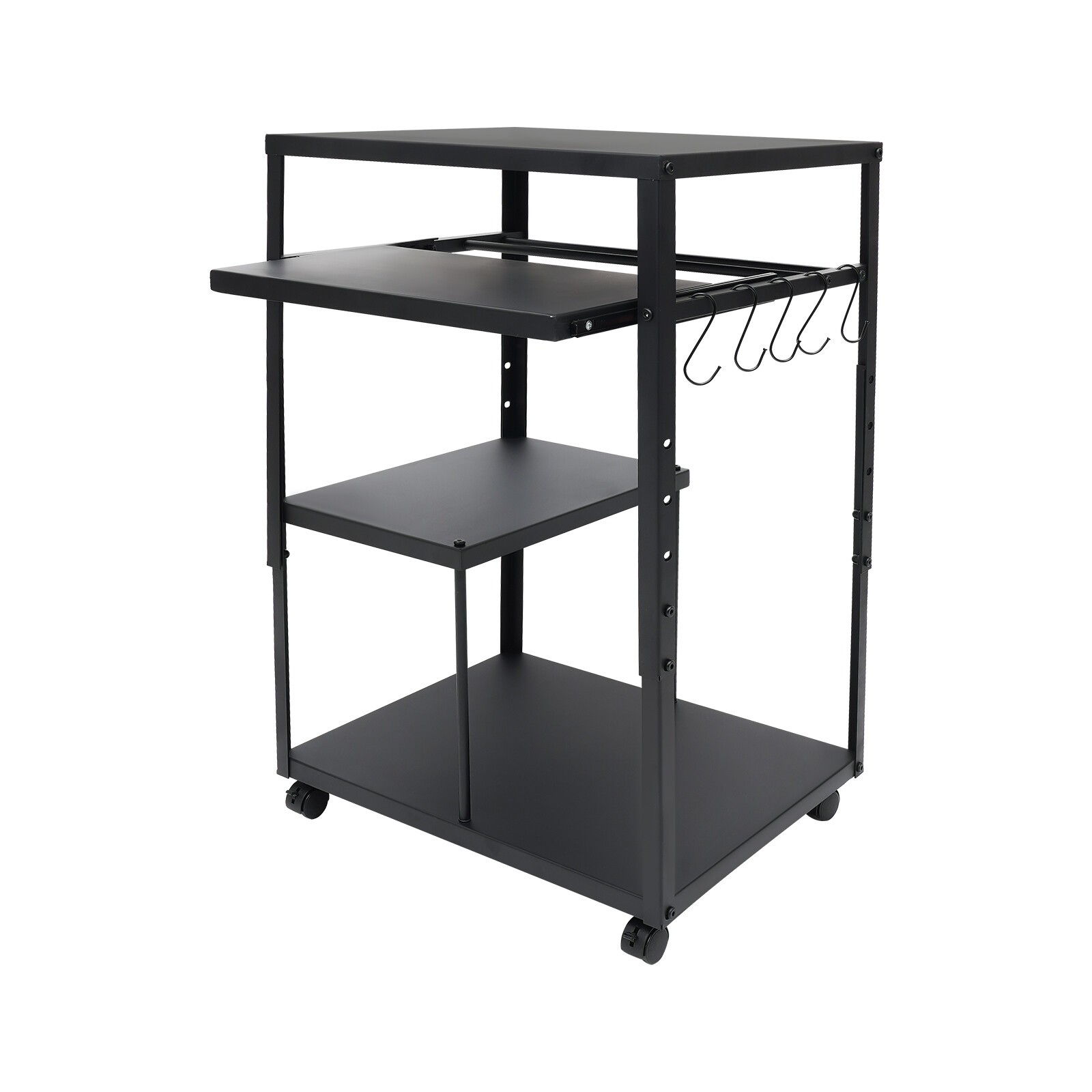 Computer Desk With Keyboard Tray Height Adjustable Rolling Presentation Table