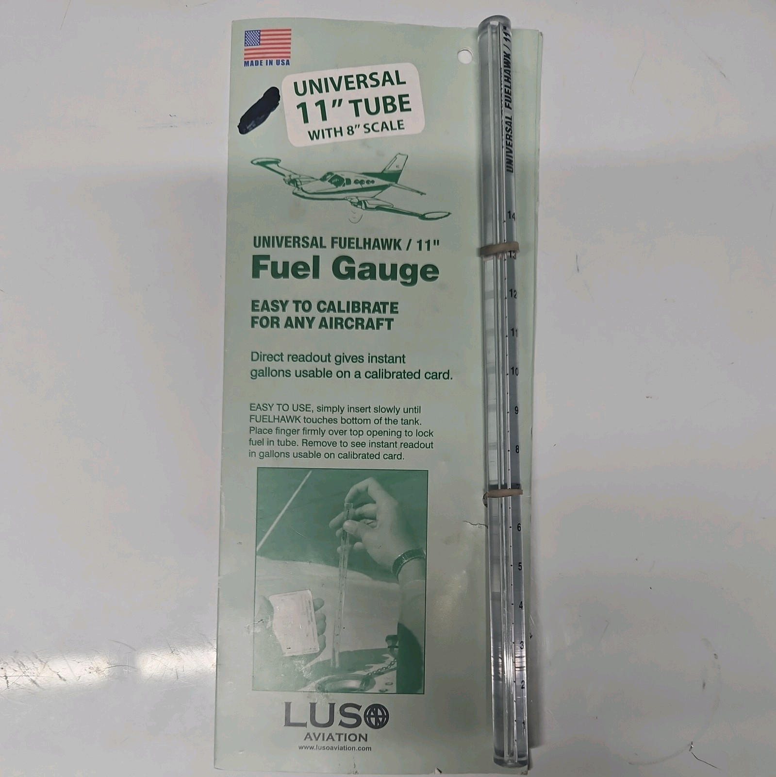 J-Air Fuelhawk Fuel Gauge - 11" Universal - Pre-Flight Fuel Dipstick - AvGas