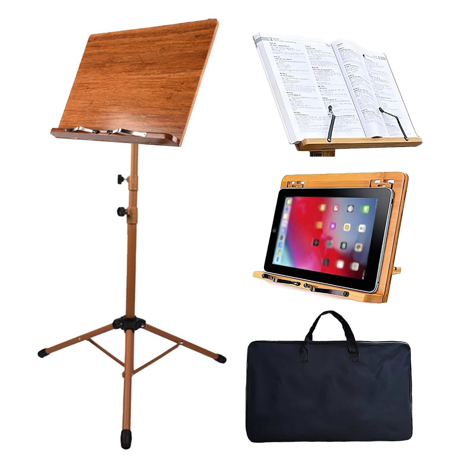 Sheet Music Stand - Portable Music Stand with Carrying Bag, Made of Wooden an...