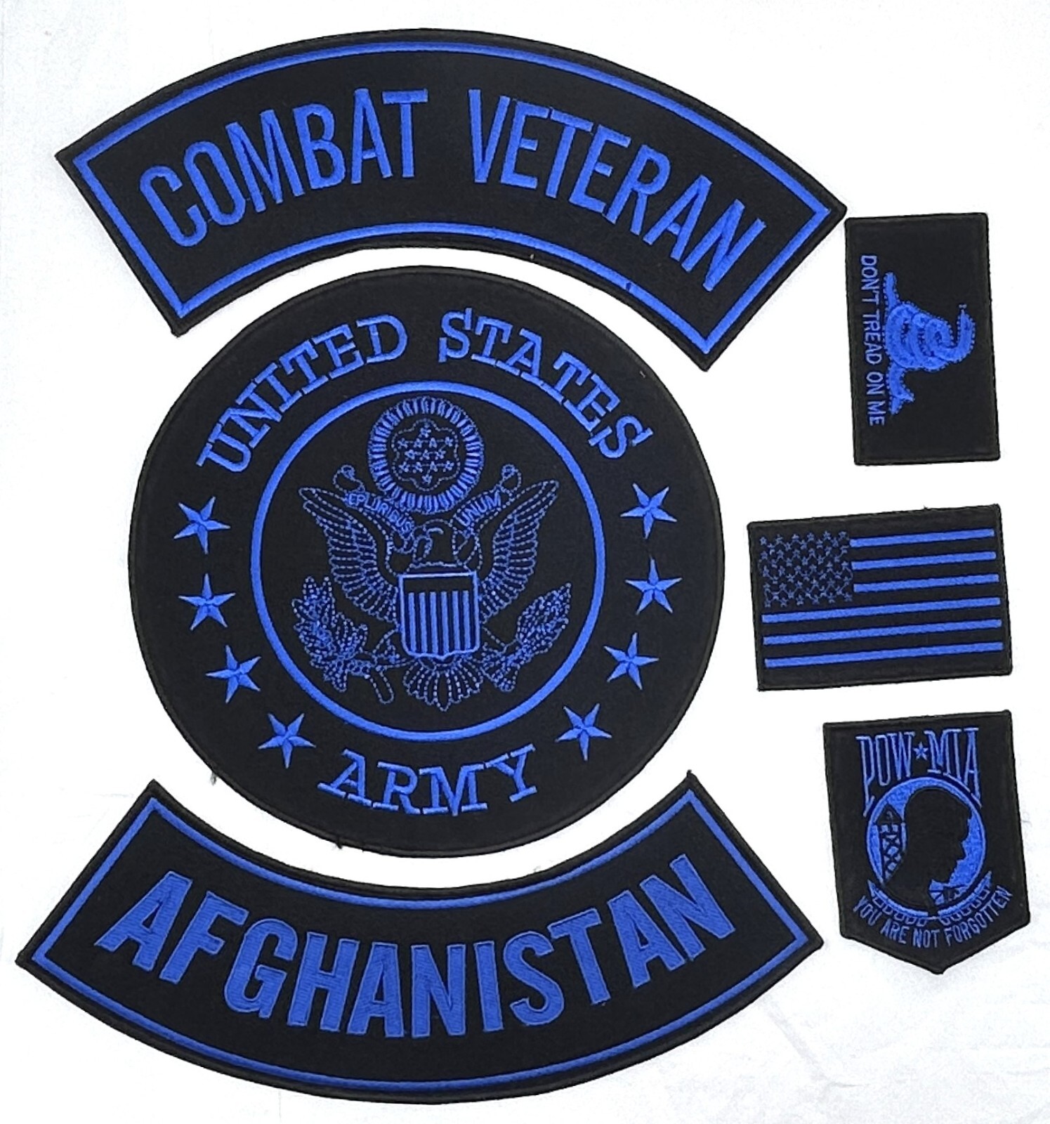 US ARMY SEAL COMBAT VET. AFGHANISTAN MILITARY MOTORCYCLE VEST LOT OF 6 PATCHES
