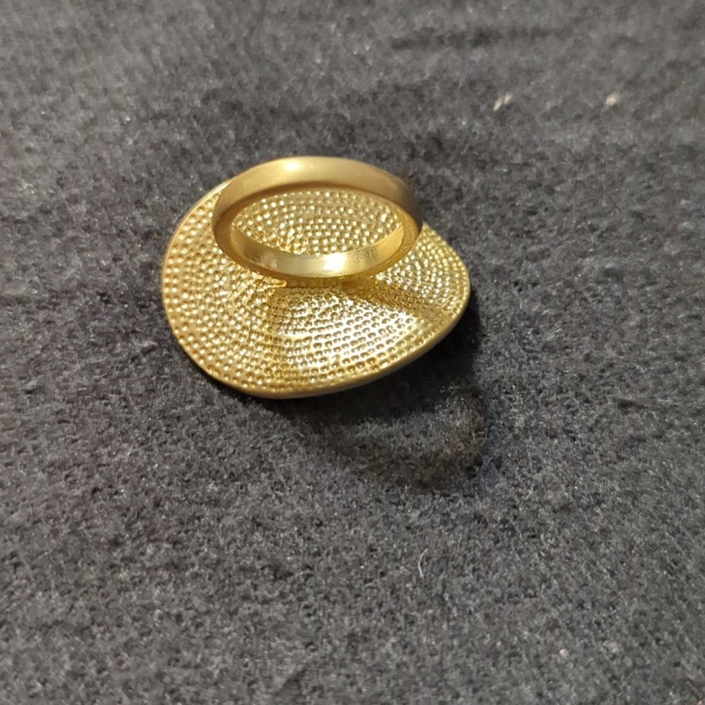 Solid Brass Clear CZ Oversized Chunky Disc Statement Cocktail Ring - Size 7