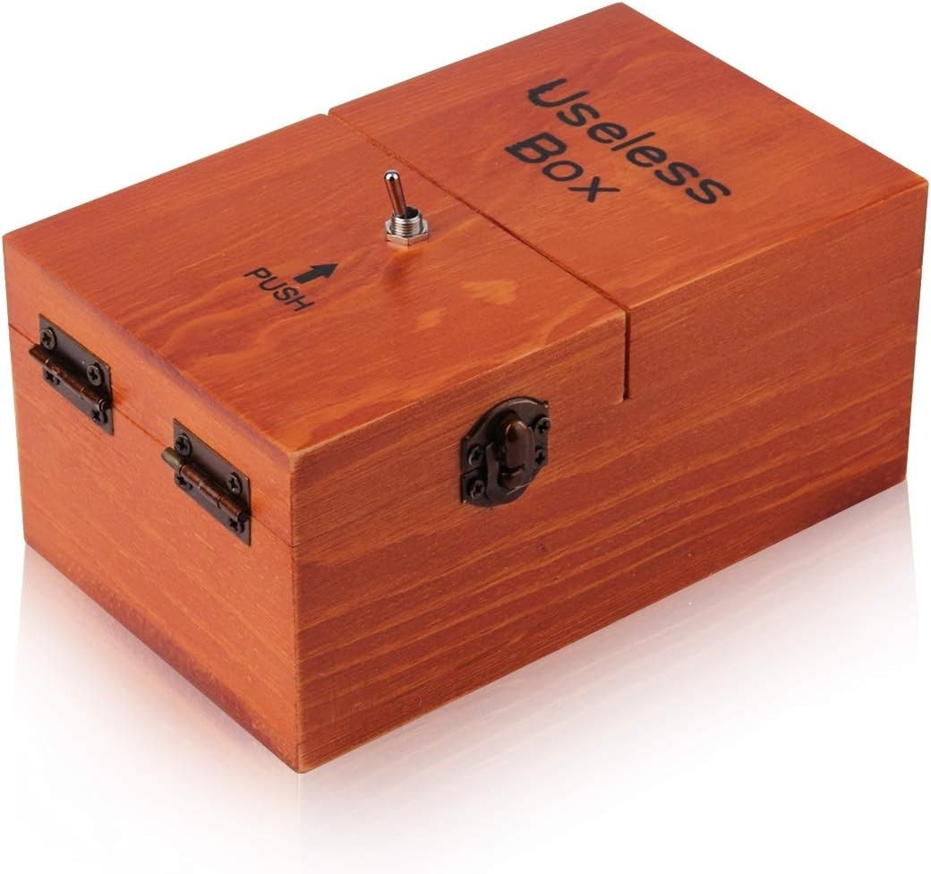 Useless Box Leave Me Alone Machine Fully Assembled in Real WooD/ 2 DAY FAST SHIP