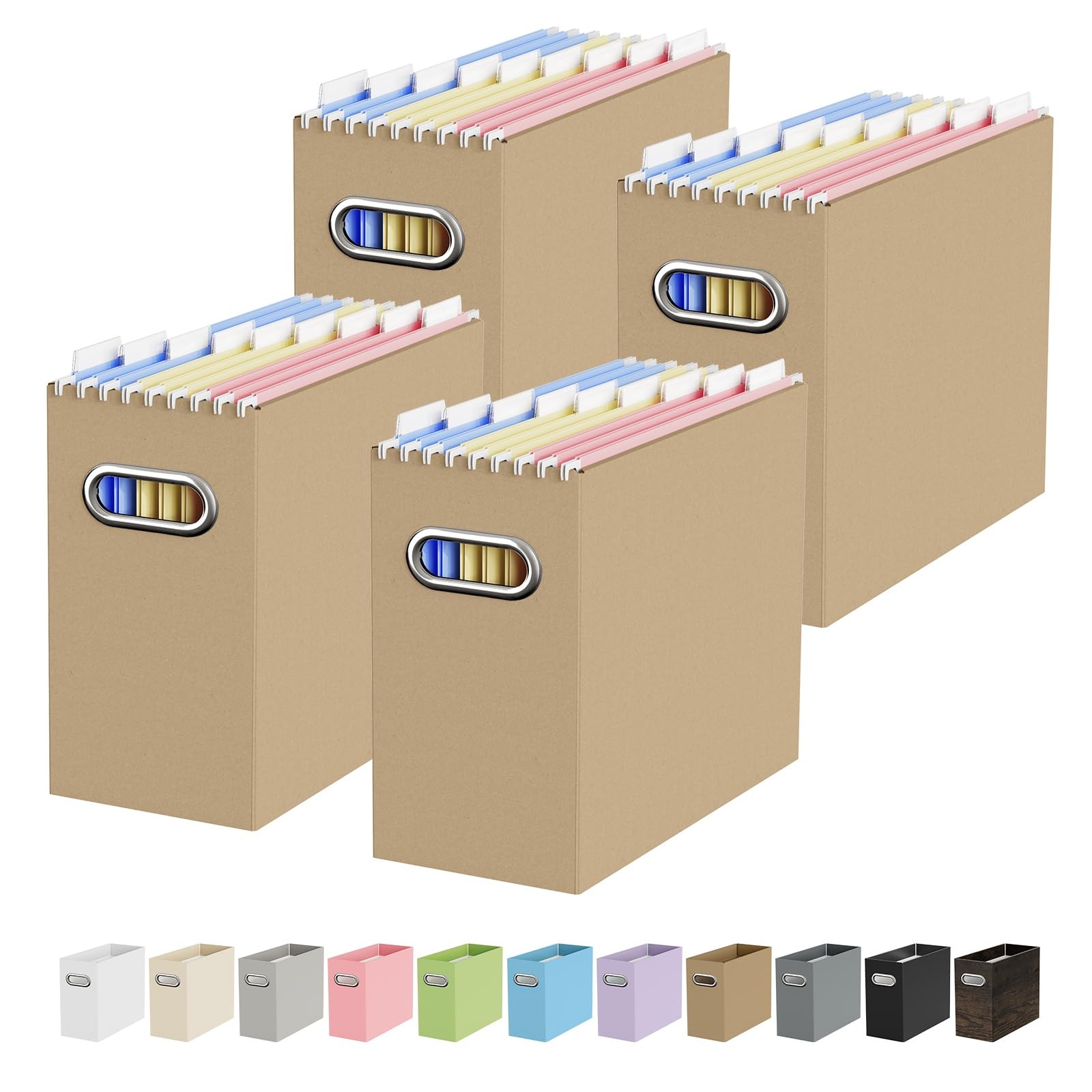 Portable Collapsible Cardboard File with Handle for Letter-Size