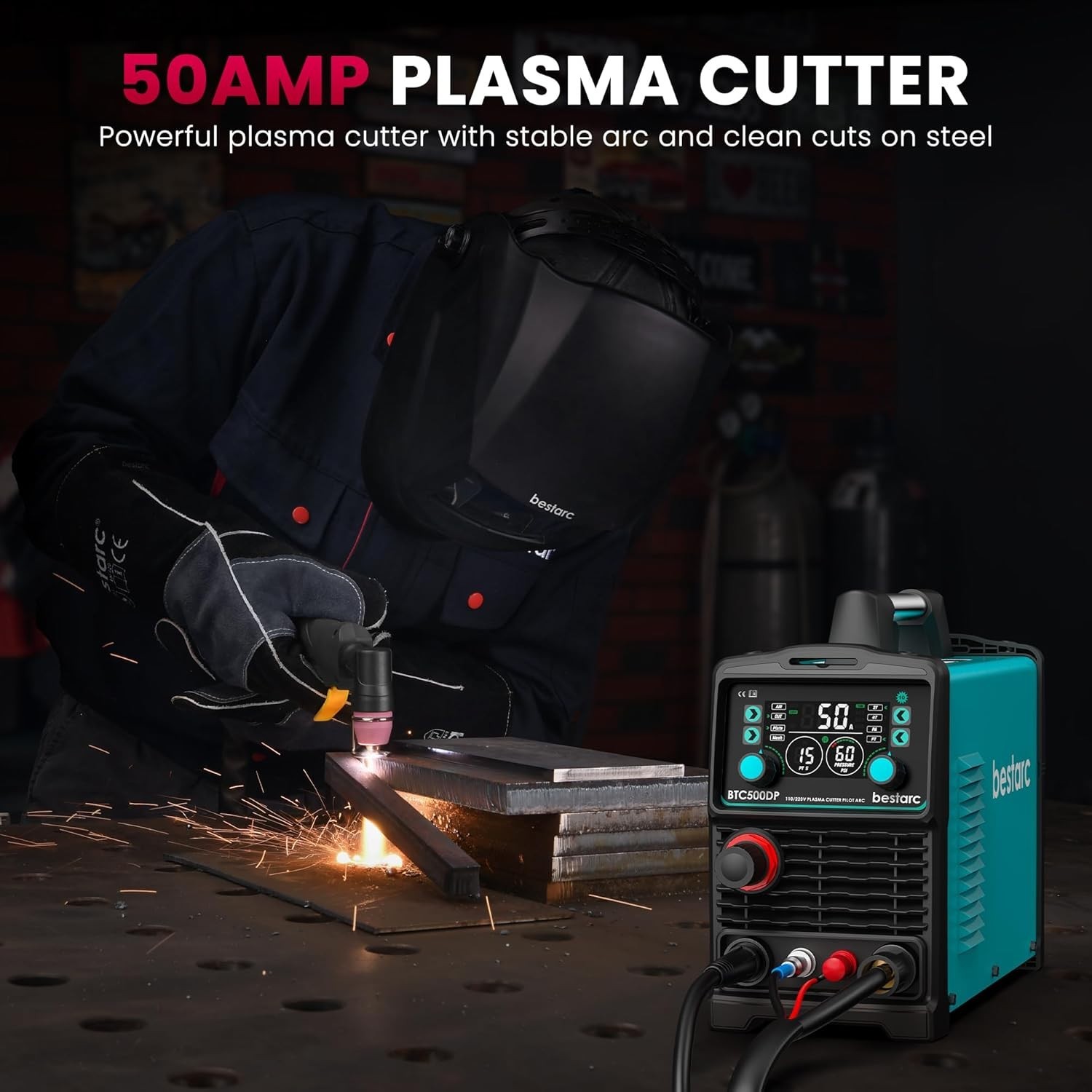 Plasma Cutter, [Pilot Arc][Large LED Display][Air Sensor]50A bestarc Plasma