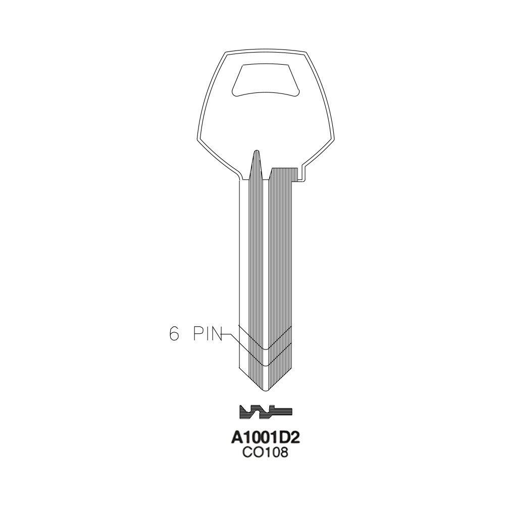 CO108 / A1001D2 Key Blank 6-Pin Nickel
