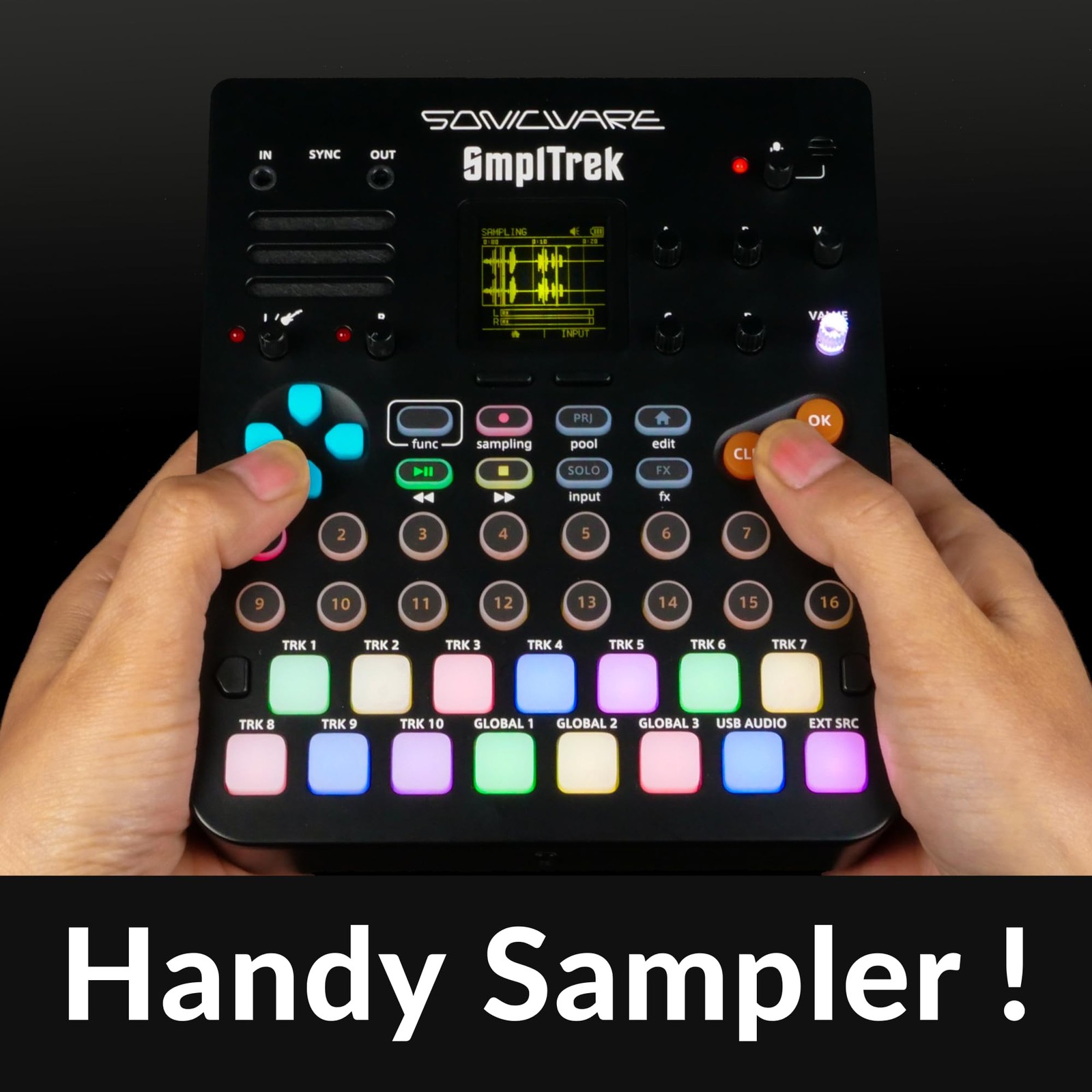 Sonicware SmplTrek [Portable Production Sampler] Compact, lightweight Black