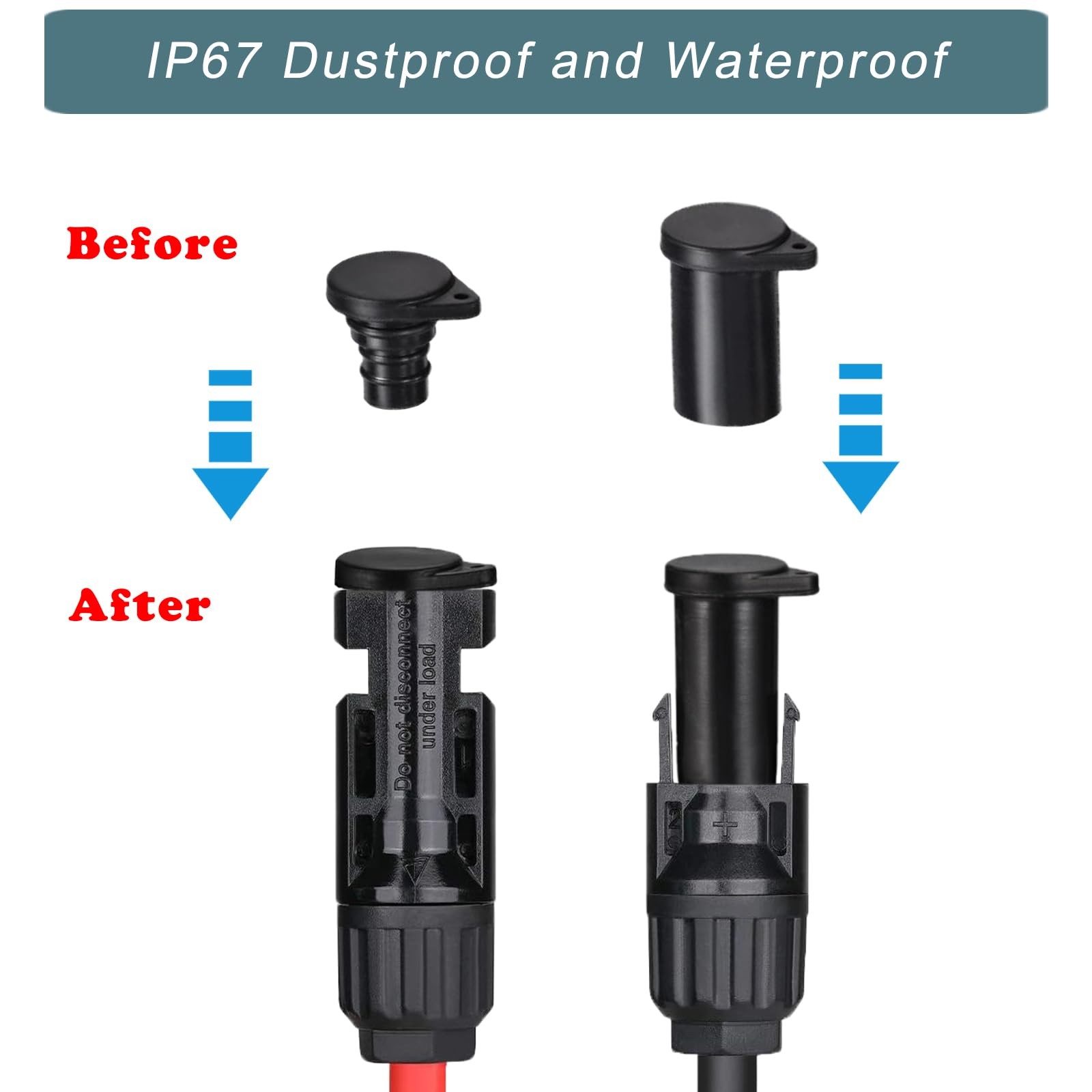 KarlKers Solar Connector Caps, IP67 Solar Panel Connector Cap Weather Resistant