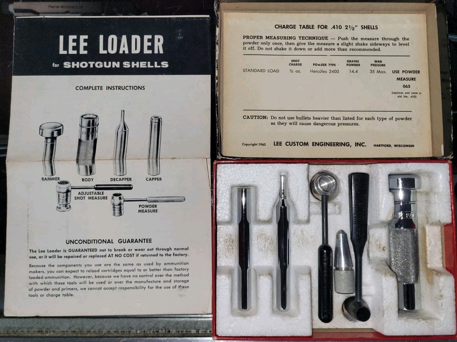 Vintage Lee Loader Reloading Kit for 410 ga. 2 1/2 Shells 1963 EXCELLENT & CLEAN