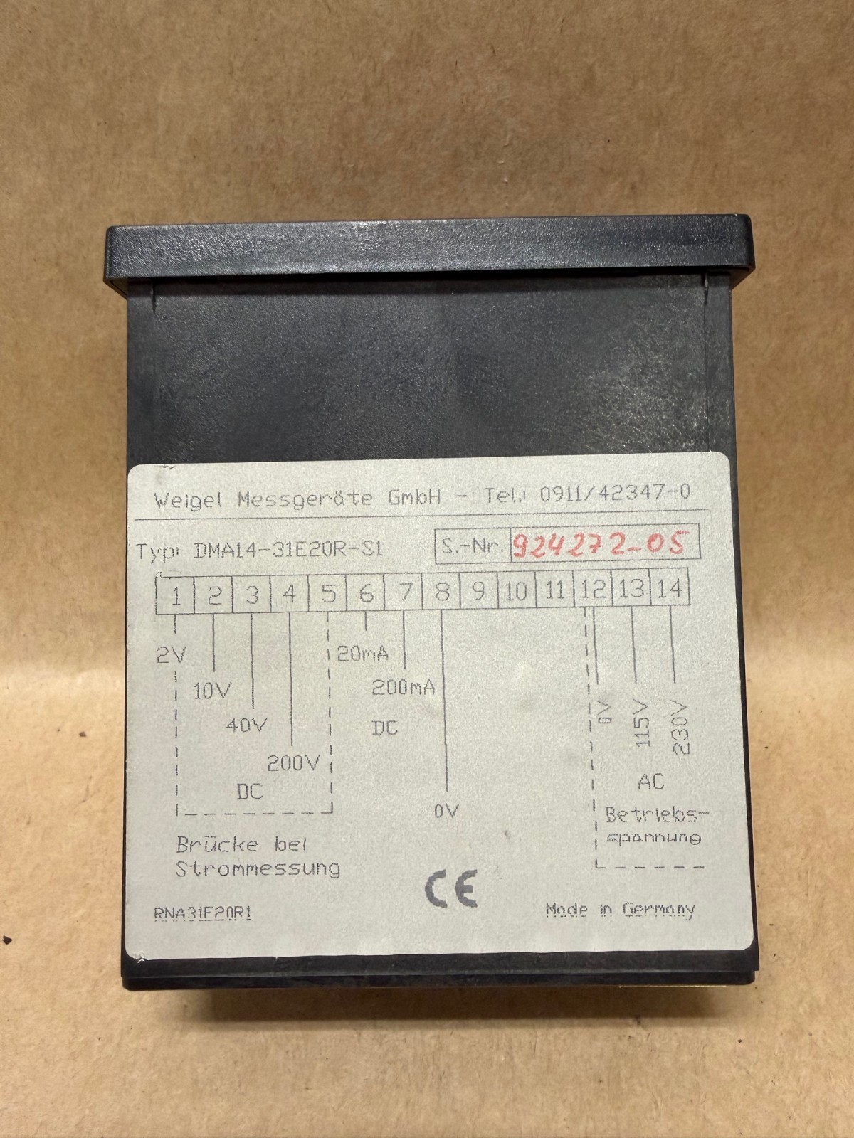 Weigel Messgerate DMA14-31E20R-S1 Measuring Device