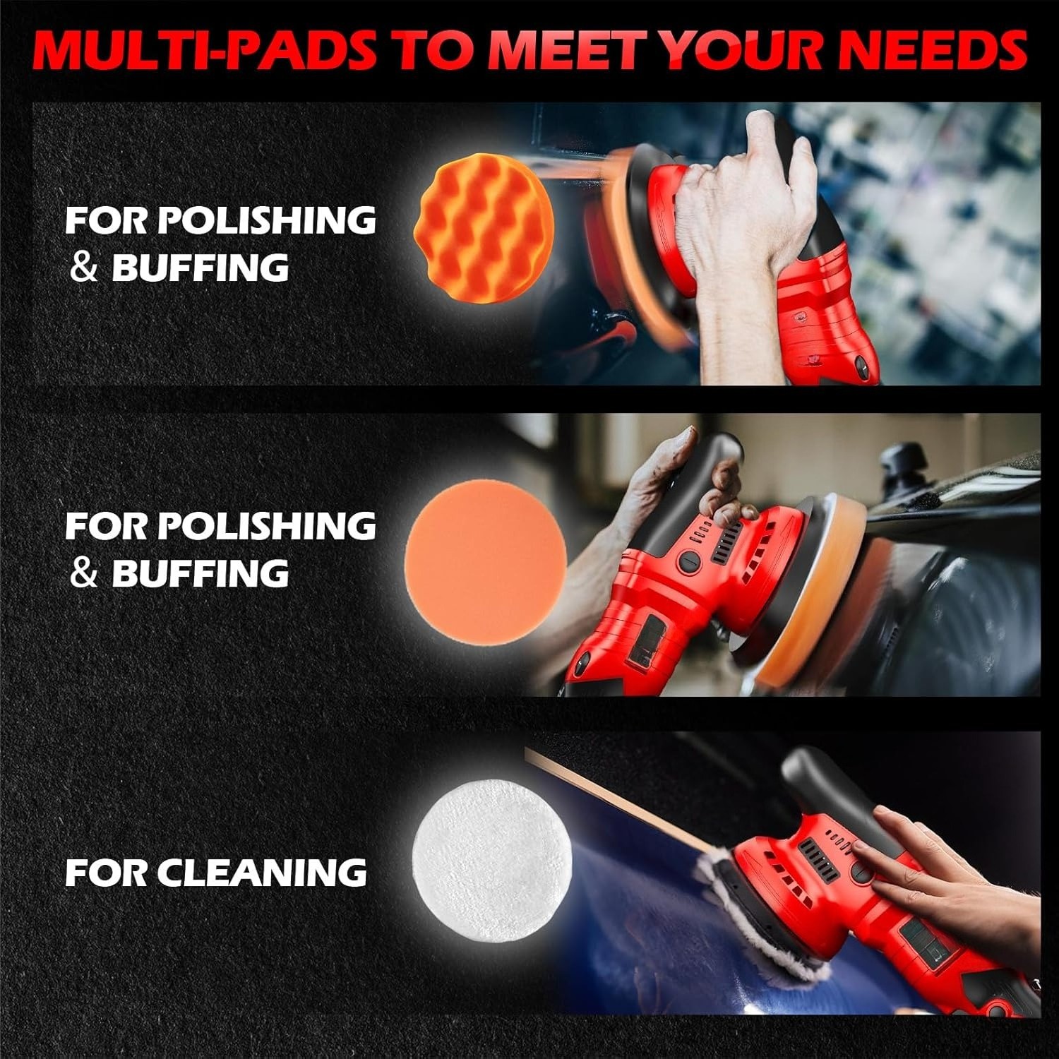 Cordless Car Polisher Kit, Includes 24V 2×2.0Ah Battery