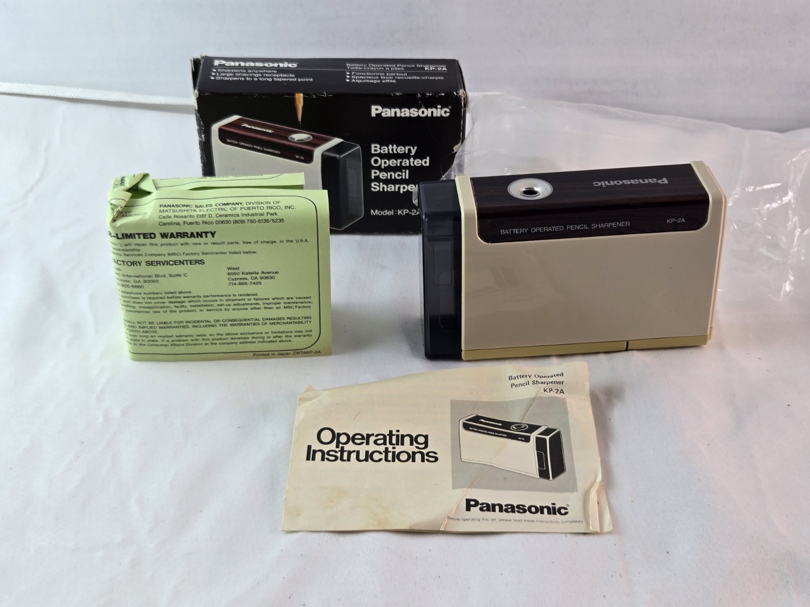 Vintage Panasonic KP-2A Battery Operated Pencil Sharpener - Beige