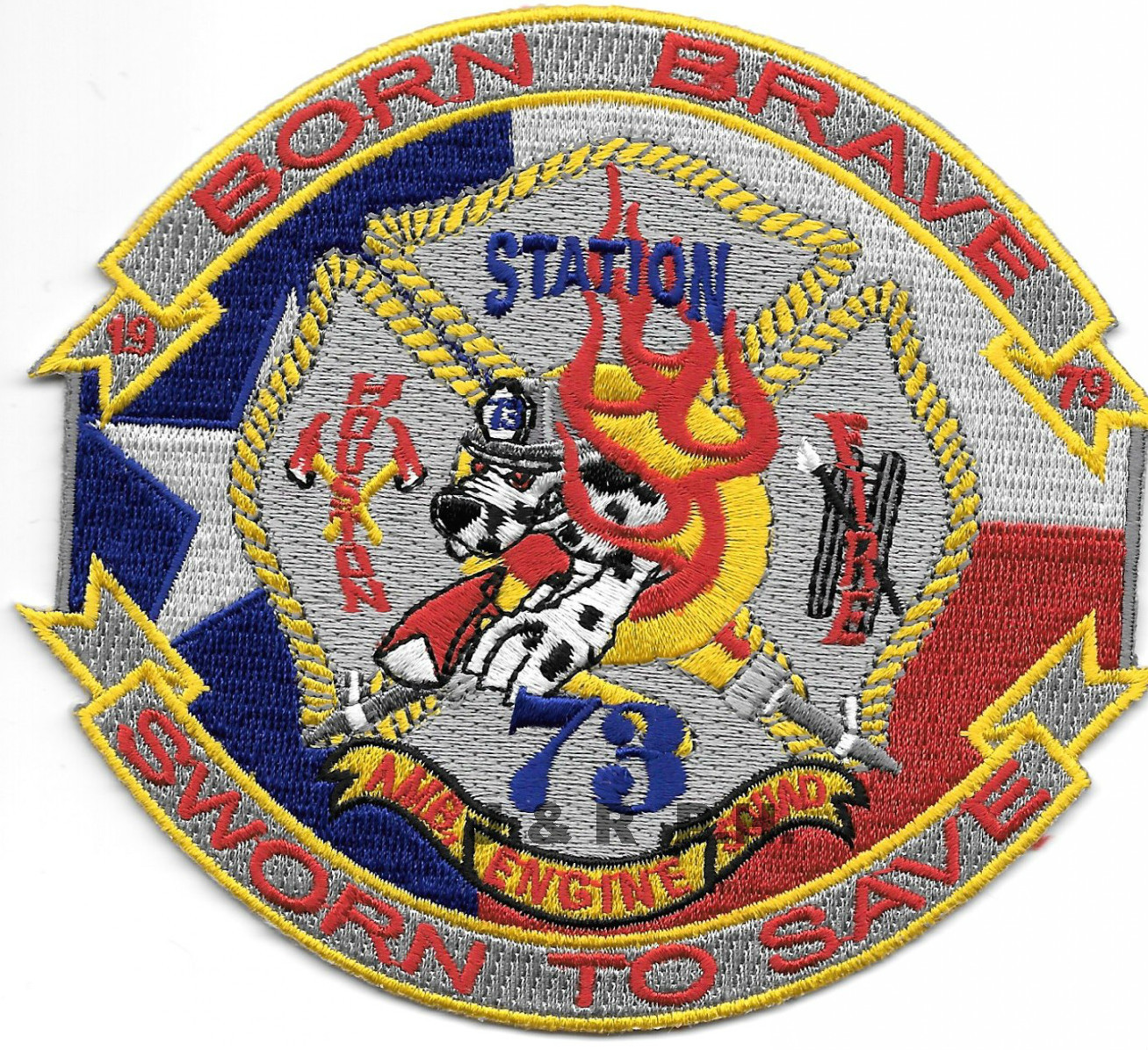 Houston  Station-73  "Sworn to Serve", Texas  (4.75" x 4.25" - blue) fire patch
