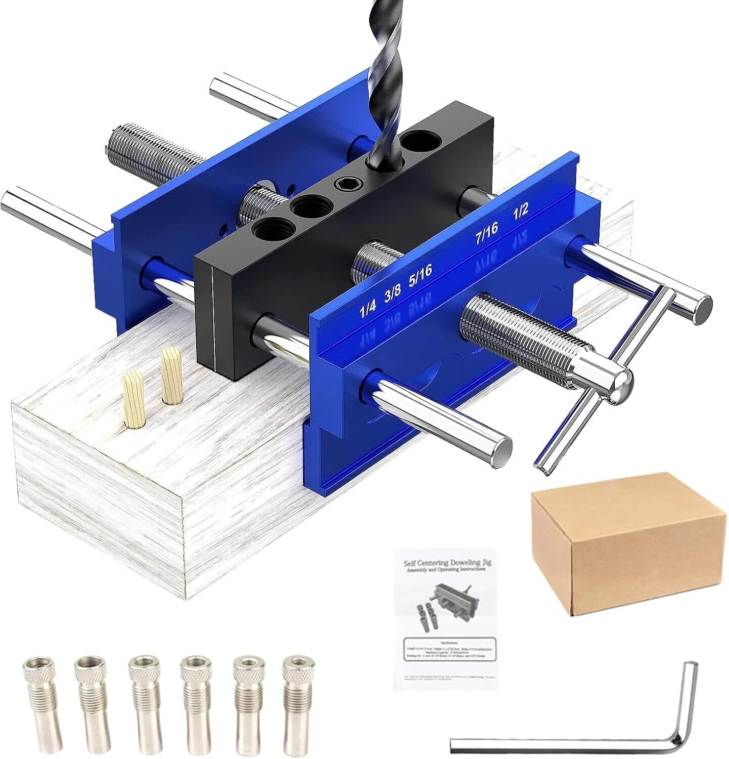 Upgraded 6.7 Inch Self Centering Dowel Jig, Guide Block for Straight Holes