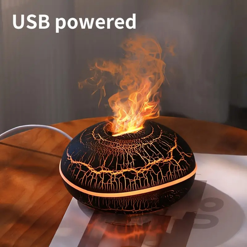 Flame Aromatherapy Diffuser Aroma LED Light Ultrasonic Air Humidifier 200ml