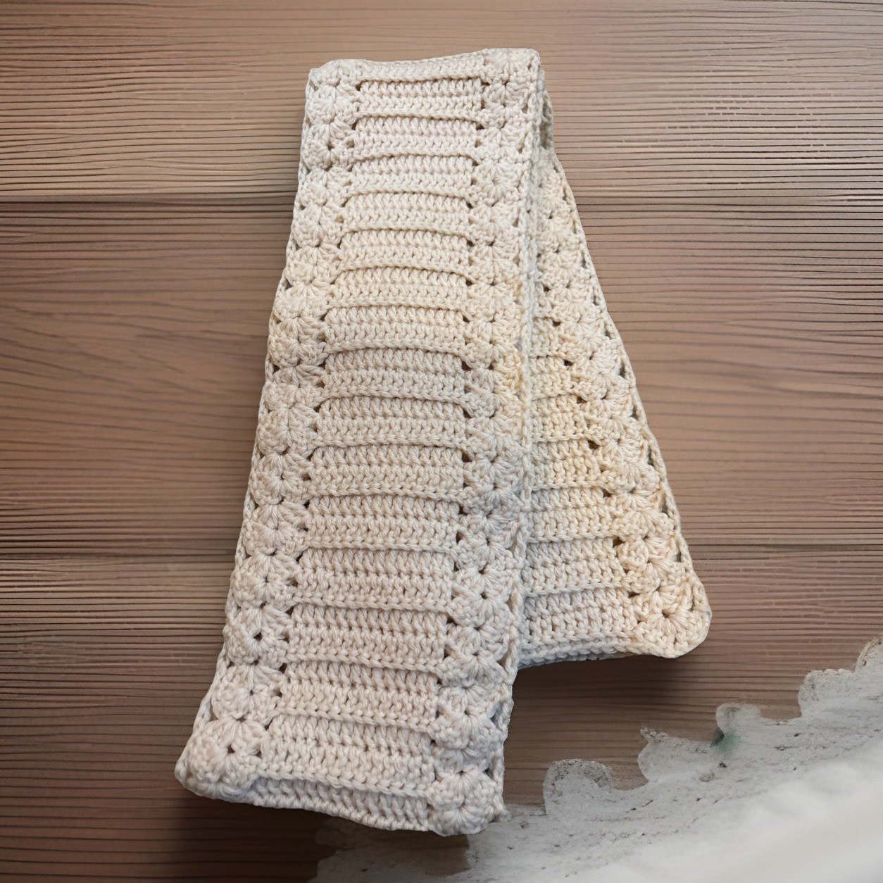 Vintage Crochet Neck Scarves Handmade Machine Washable Cotton 80”x7”￼