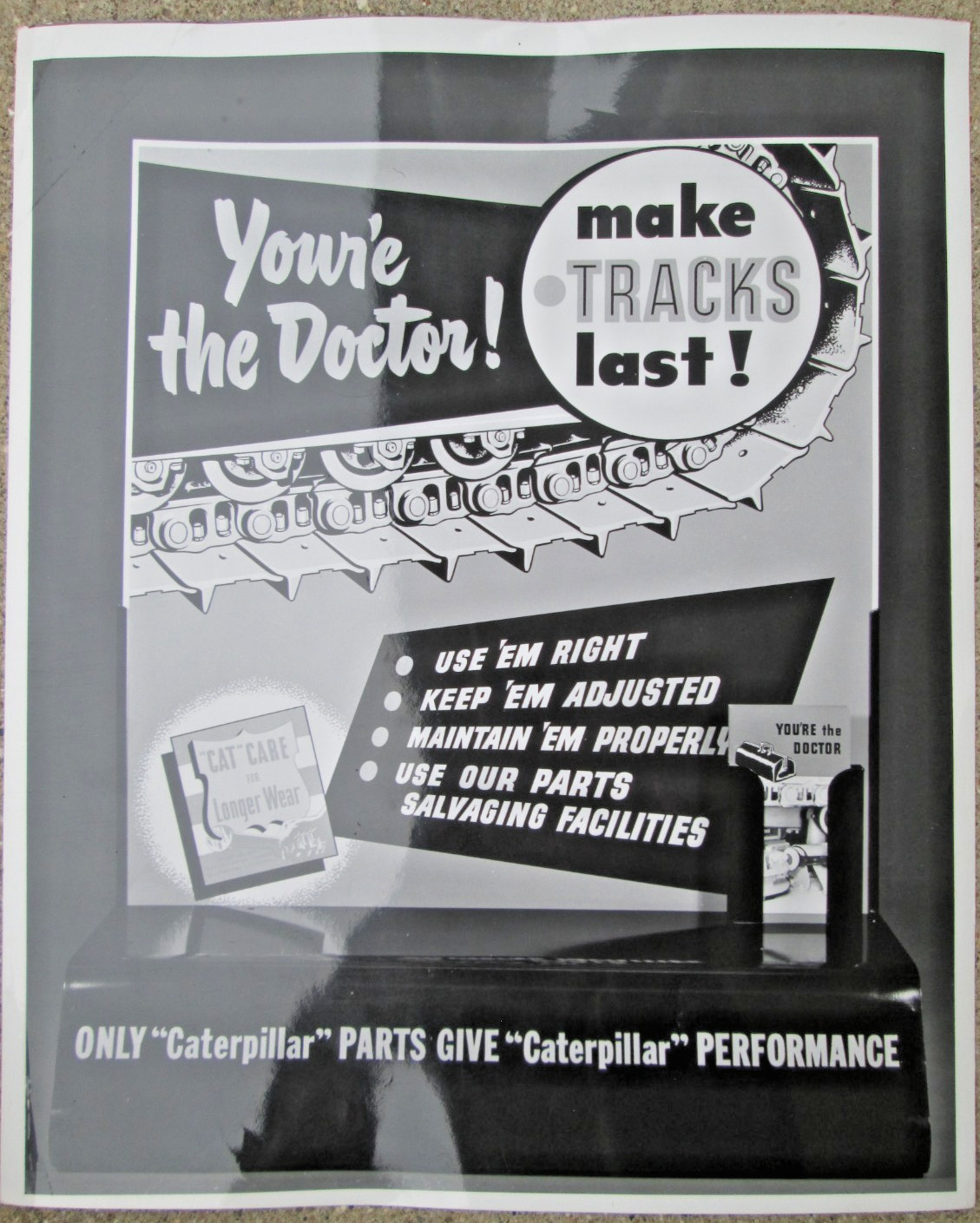 Caterpillar Tractor Co 8" x 10" Photo You're The Doctor! Make Tracks Last 1950's