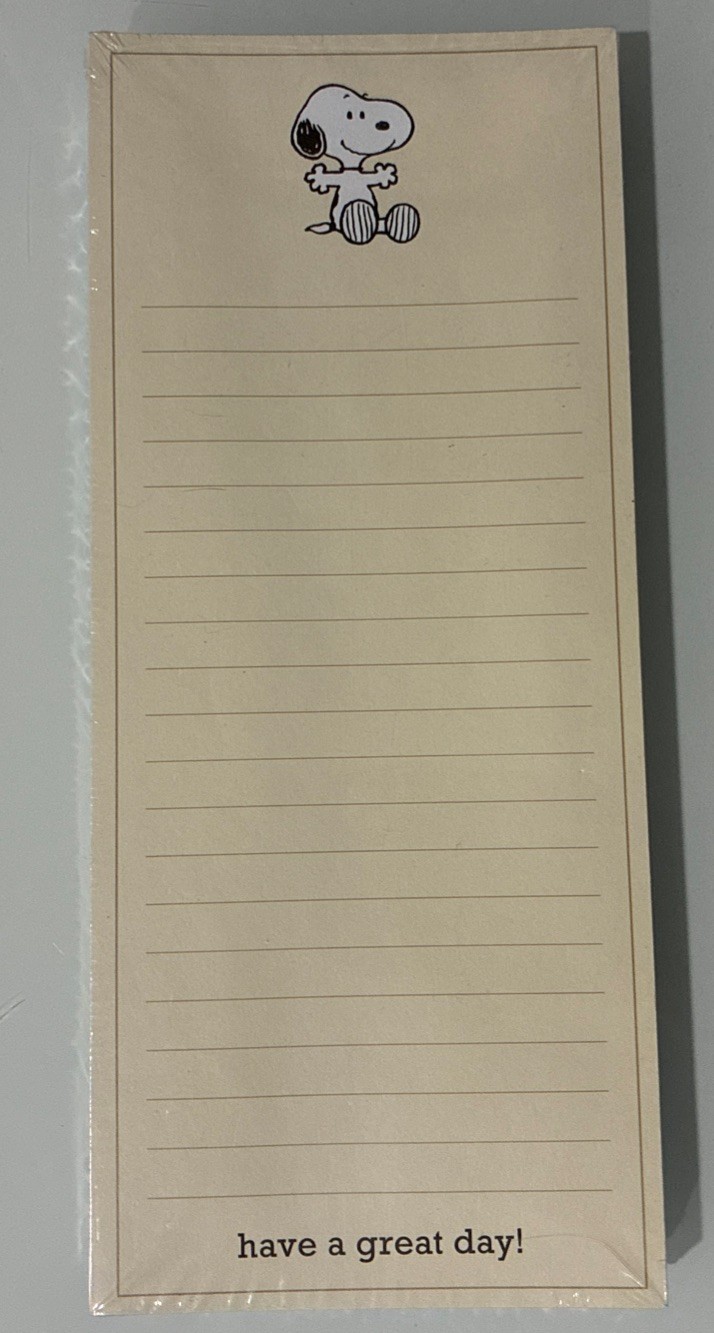 Graphique Peanuts Snoopy Notepad 100 Sheets NEW 9" x 4" Have A Great Day!