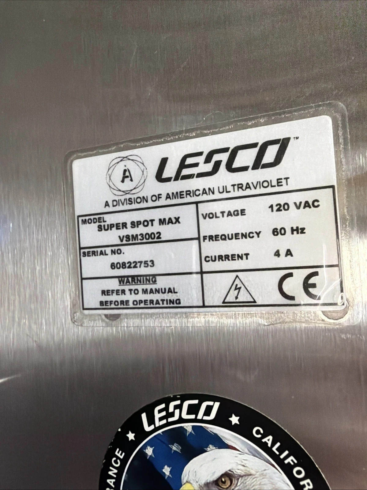 Lesco VSM3002 Super Spot Max UV Curing System with Lite Pipe & Foot Switch