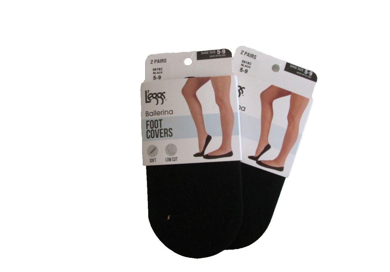 New Women's 4 Pairs Leggs Nylon Black Soft Ballerina Foot Covers Shoe Size 5-9