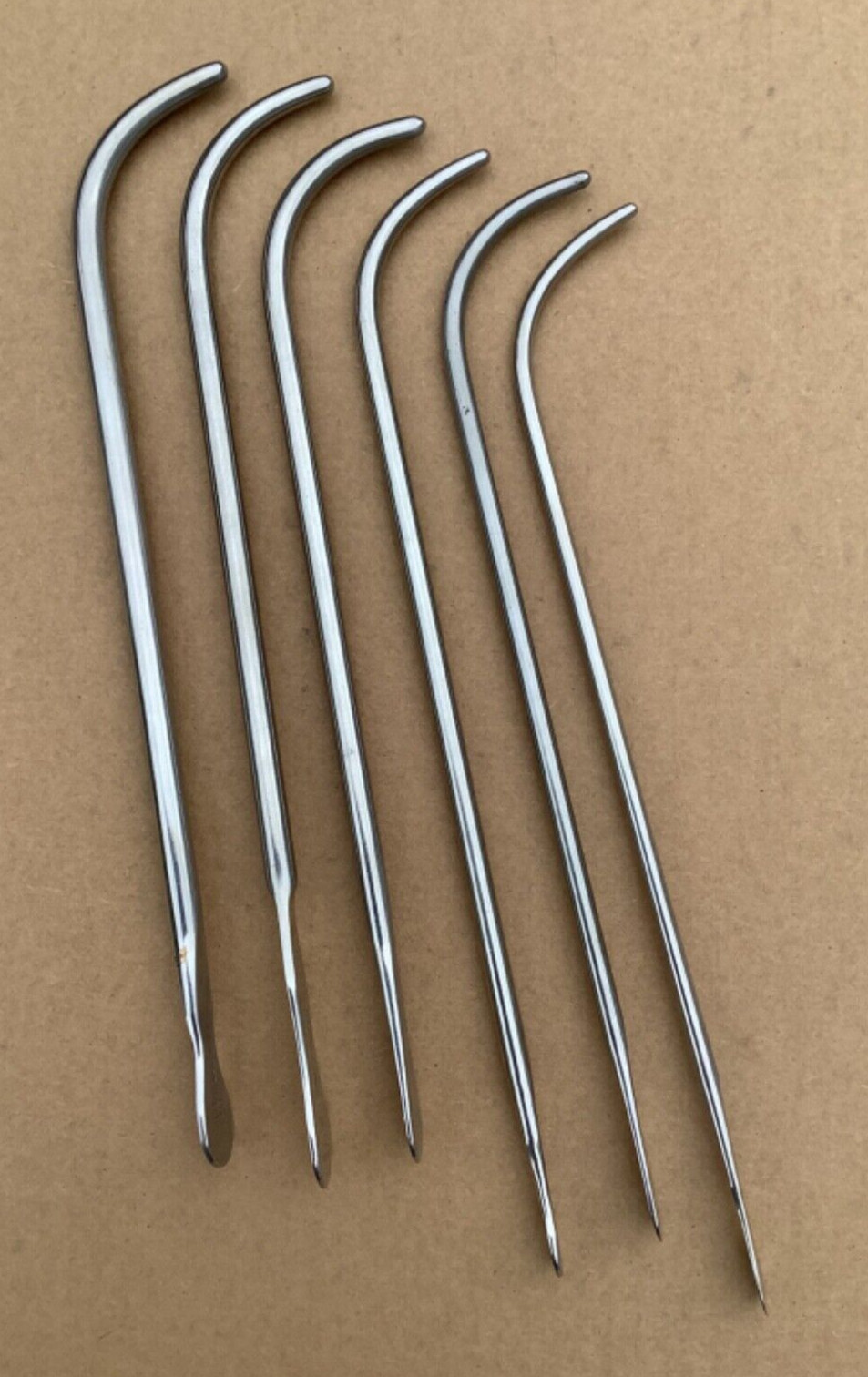 6 Vintage Urethral Sounds Dilators 16, 18, 20, 22, 24 & 26 Sklar, Haslam - s2b