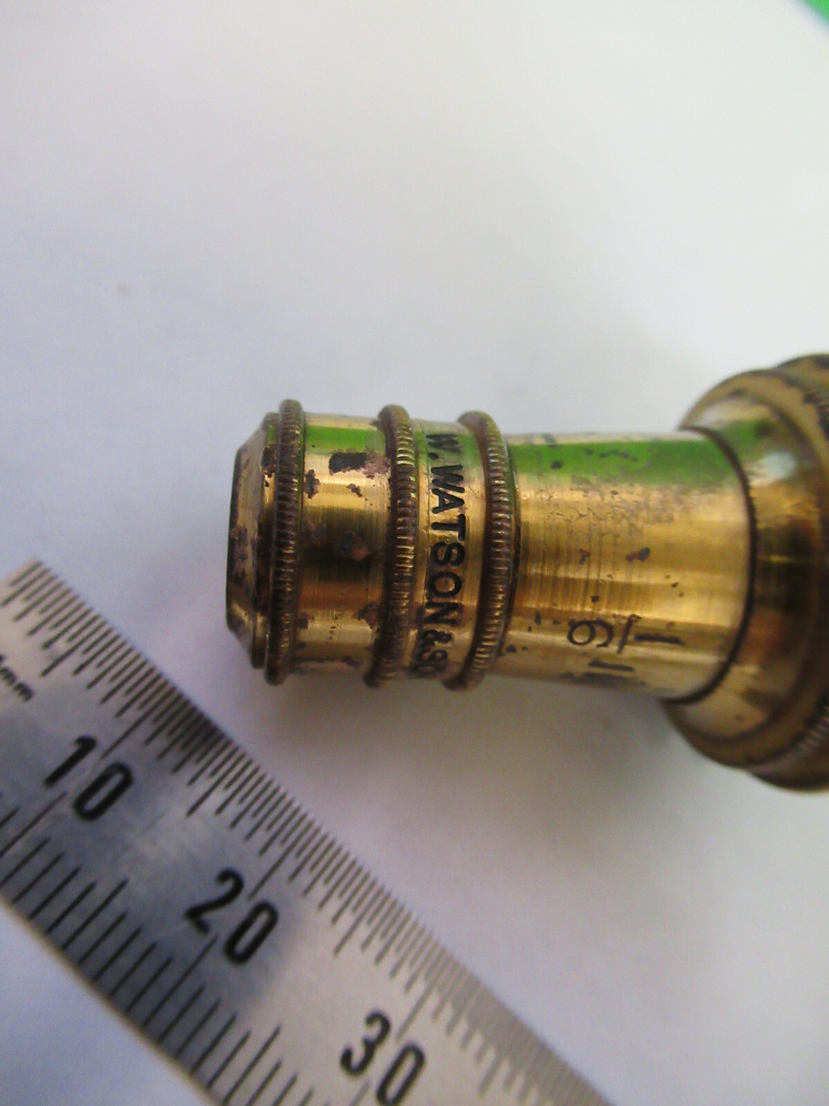 WATSON LONDON ANTIQUE BRASS OBJECTIVE MICROSCOPE PART OPTICS AS PICTURED X6-A-85