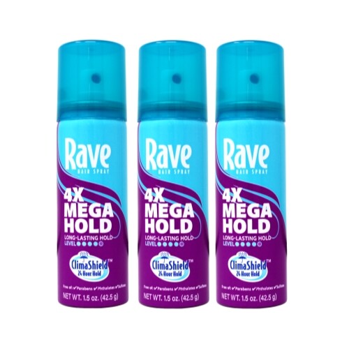 3 Pack Rave 4X Mega Hairspray 1.5 Ounce