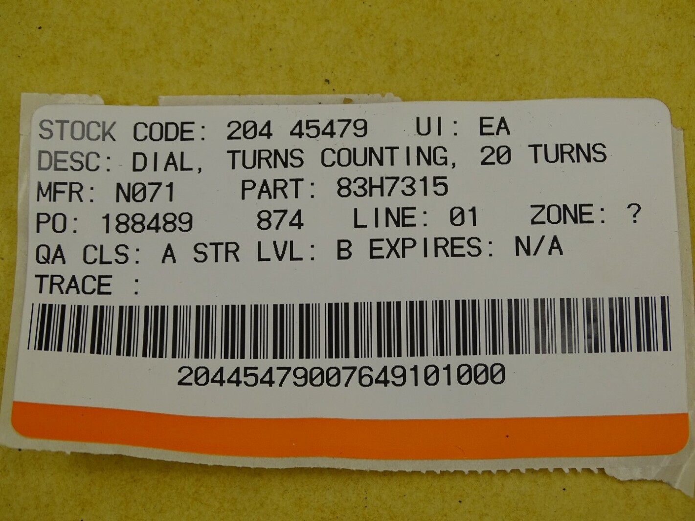 20 Turn Counting Dial , 83H7315