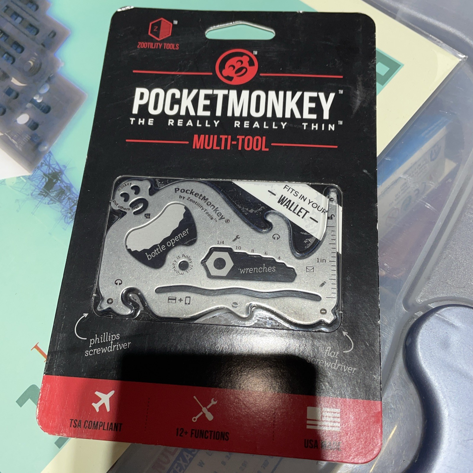 BRAND NEW - Zootility PocketMonkey Multitool - Wallet-Sized, TSA Compliant