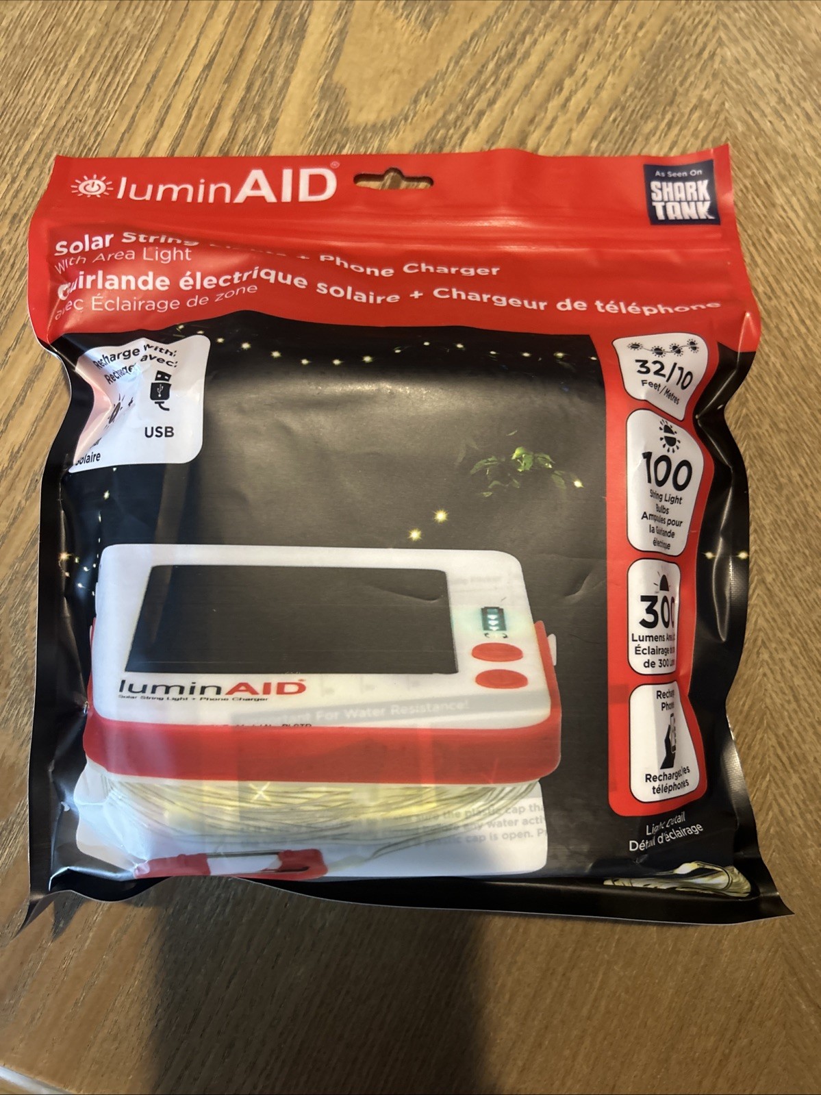 LuminAID Solar String Light 300 Lumens With Phone Charger & Area Light - NEW