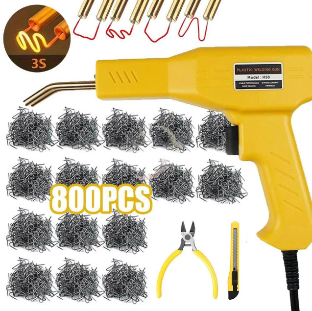 Plastic Welder Kit Soldering Hot Stapler Bumper Repair Welding Gun Tool 800 PCS