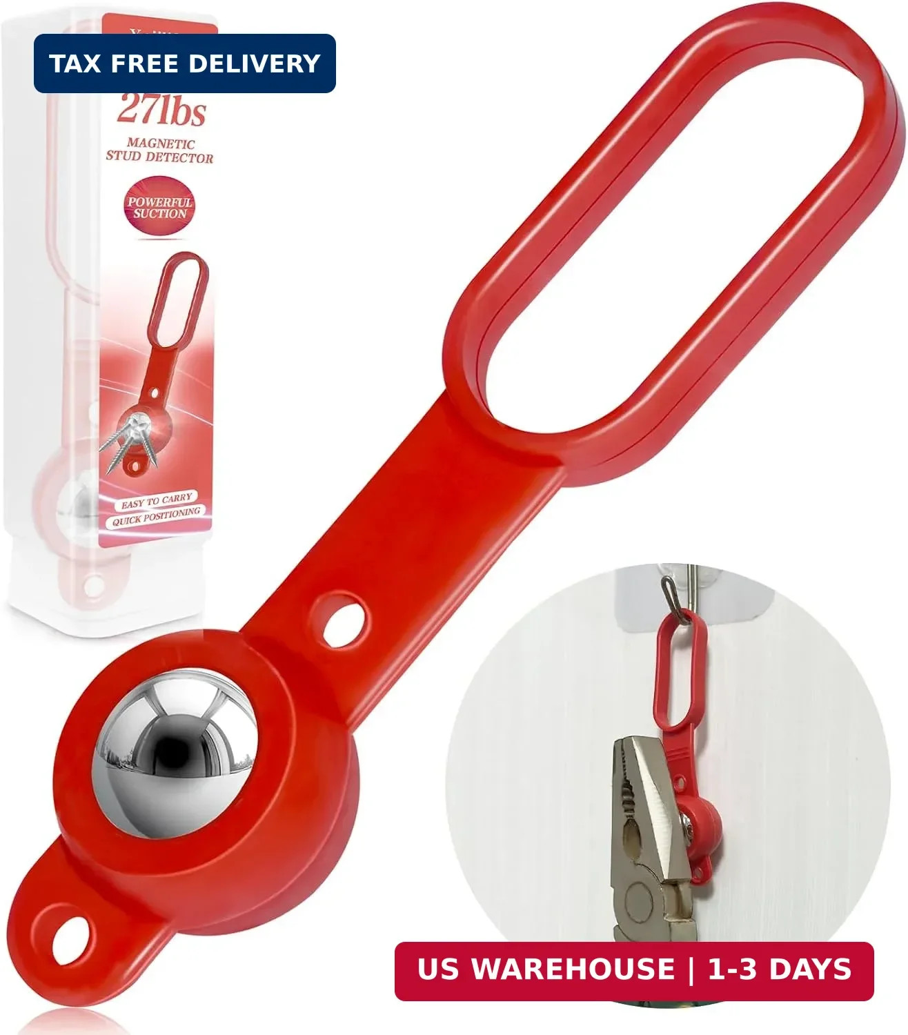 Magnetic Stud Finder with 27 Pounds of Pull Power, No Batteries Required Wall Sc