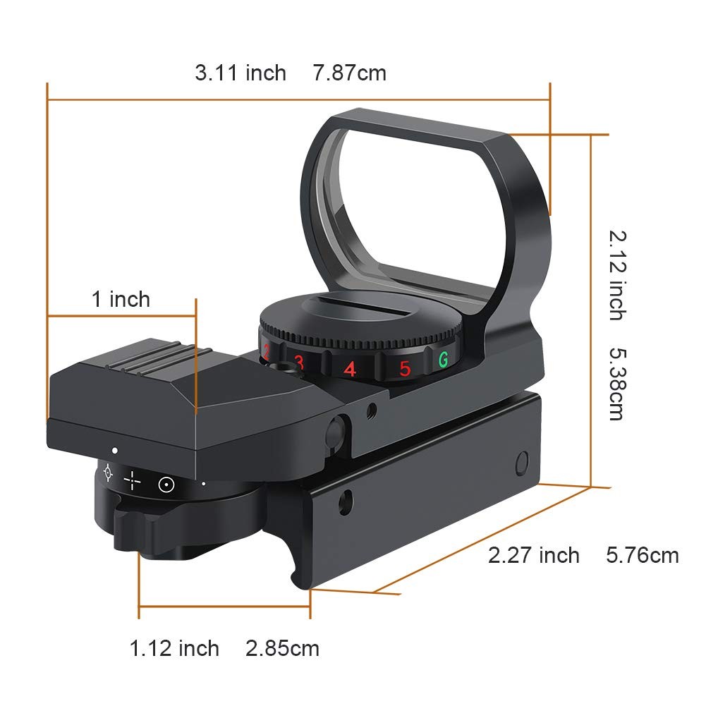 Feyachi Reflex Sight - Adjustable Reticle (4 Styles) Both 3.2*1.5*2.1, Black