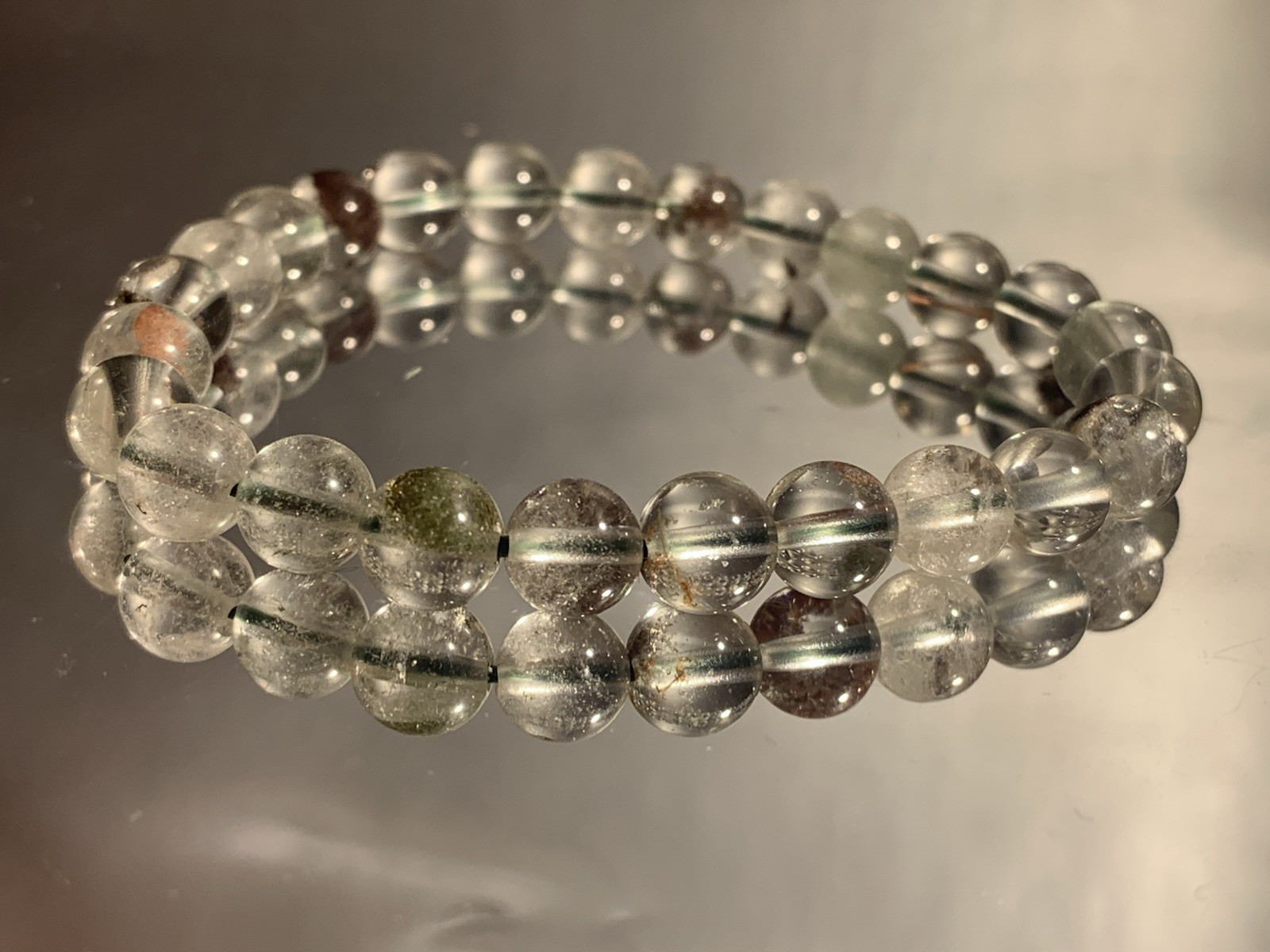 7.7mm Natural Extra Shinning Sparkle Phantom Crystal Bracelet/ balance/ luck