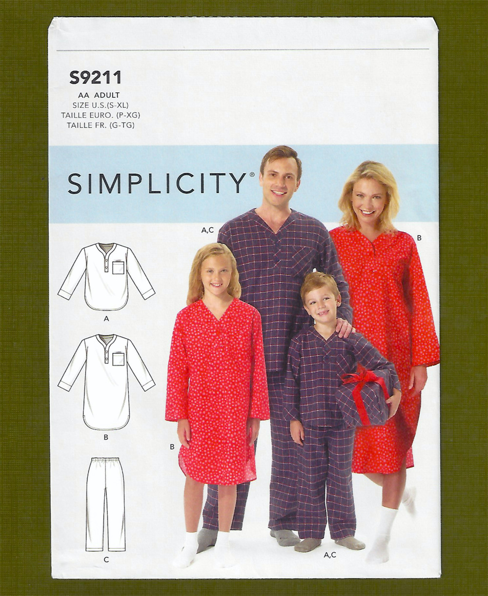 Adult Nightshirts & Pants Sewing Pattern, Last One! (Sizes S-XL) Simplicity 9211