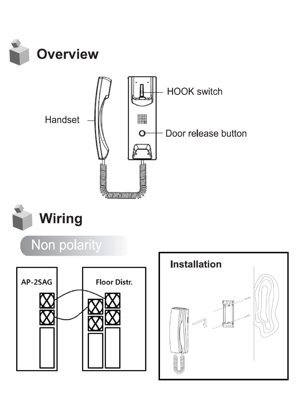COMMAX AP-2SAG Audio Intercom Phone for 2‑Wire Audio Gate System