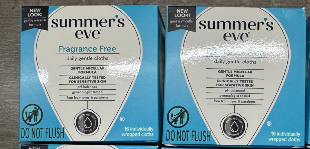 2 Boxes Summer's Eve FRAGRANCE FREE DAILY GENTLE Cleansing Cloths 16 ct Each