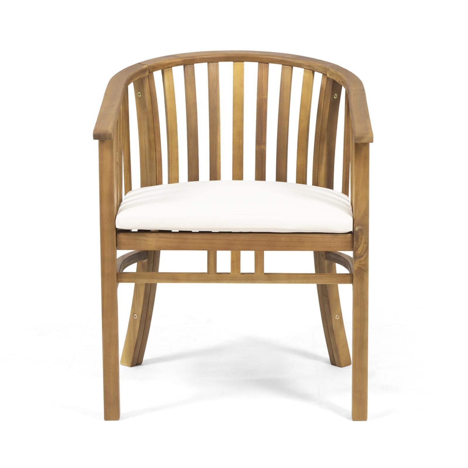Outdoor Dining Chair, Acacia Wood Frame with Water-Resistant Cushions and Open
