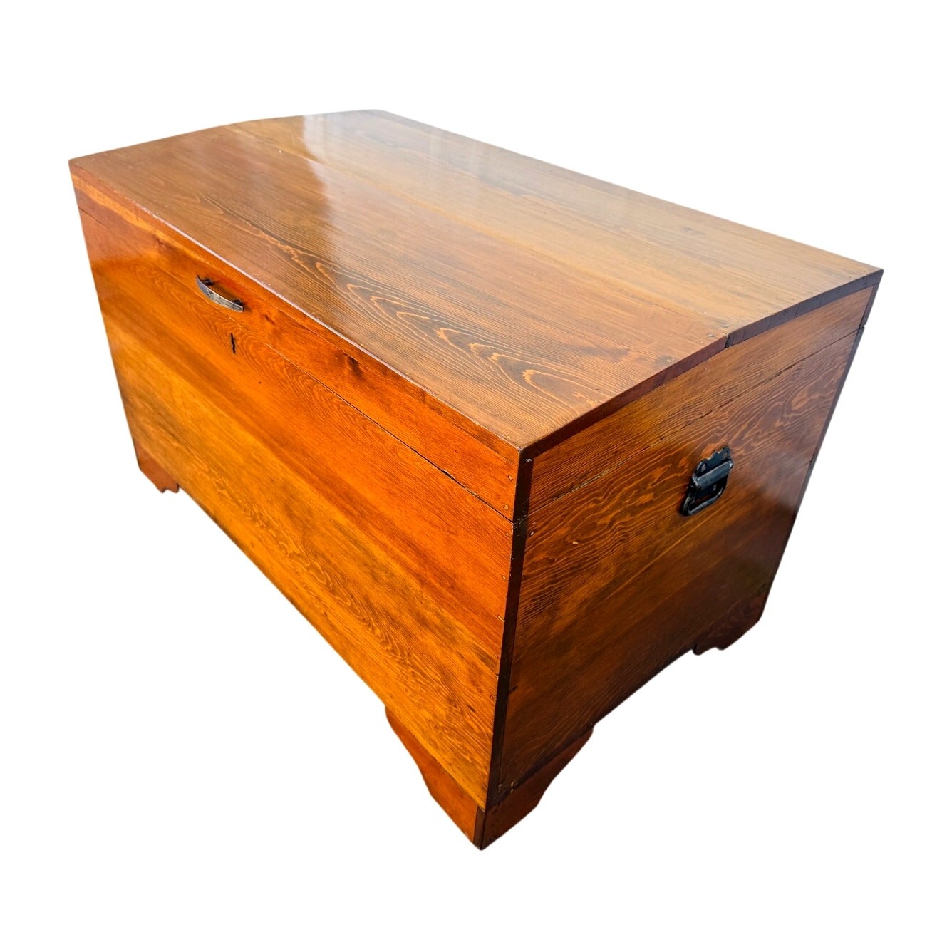Vintage Wooden Hope Chest w/ Yale Lock – Solid Wood Blanket Chest on Casters
