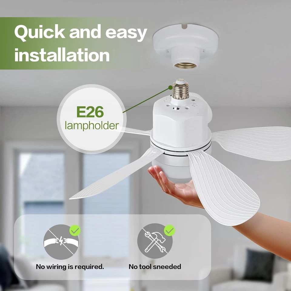 US 21" Large Ceiling Fans with Lights, Socket Fan Light with Remote, 3 Colors...
