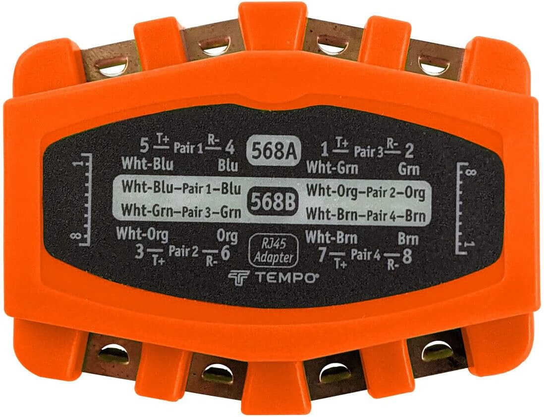 TEMPO  PA1902 RJ45 Modular Adapter, 8 Way | CAT4-CAT6 RJ45 Lans | Notched Copper