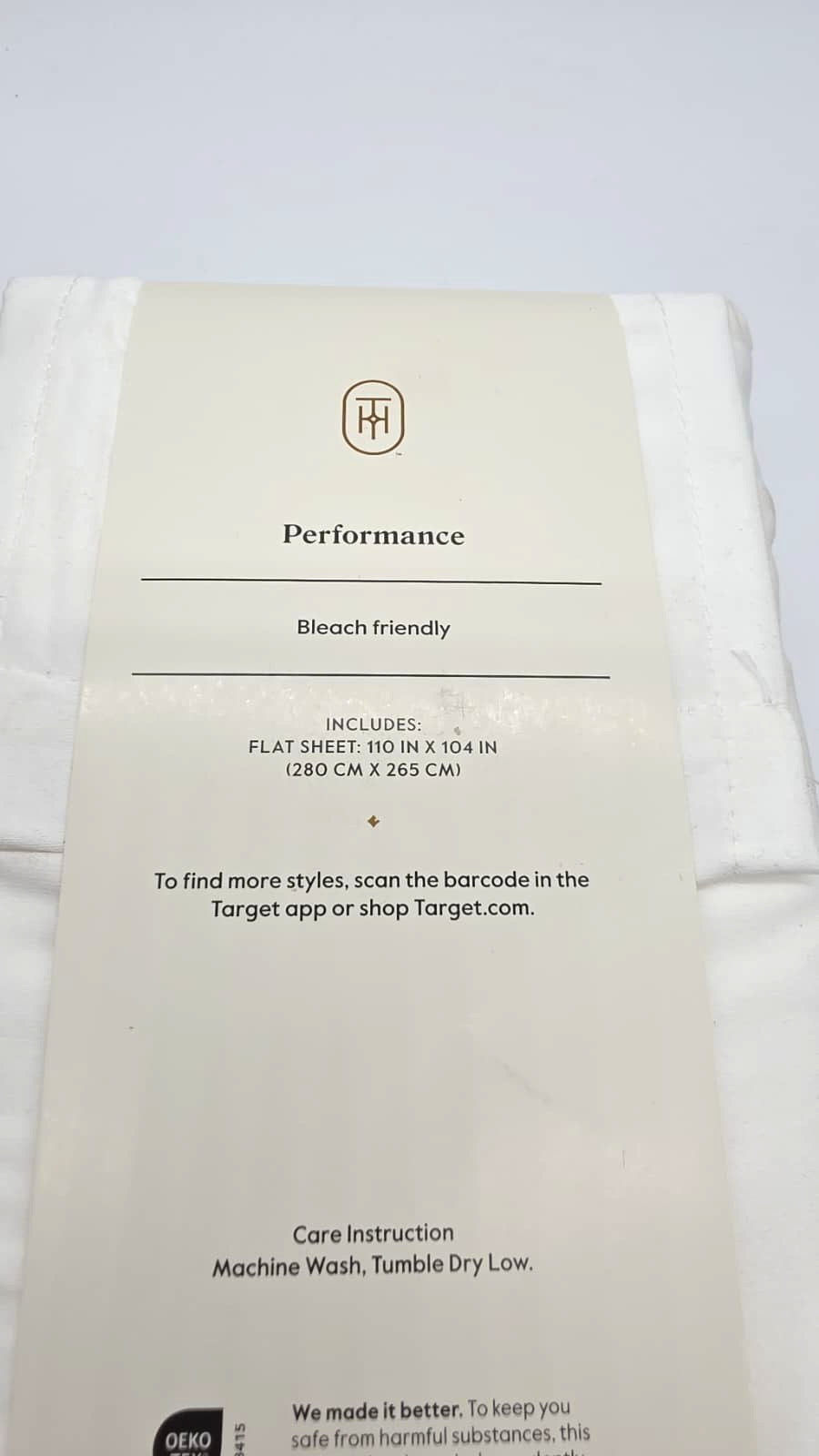 Threshold 400 Thread Count Performance King White Flat Sheet