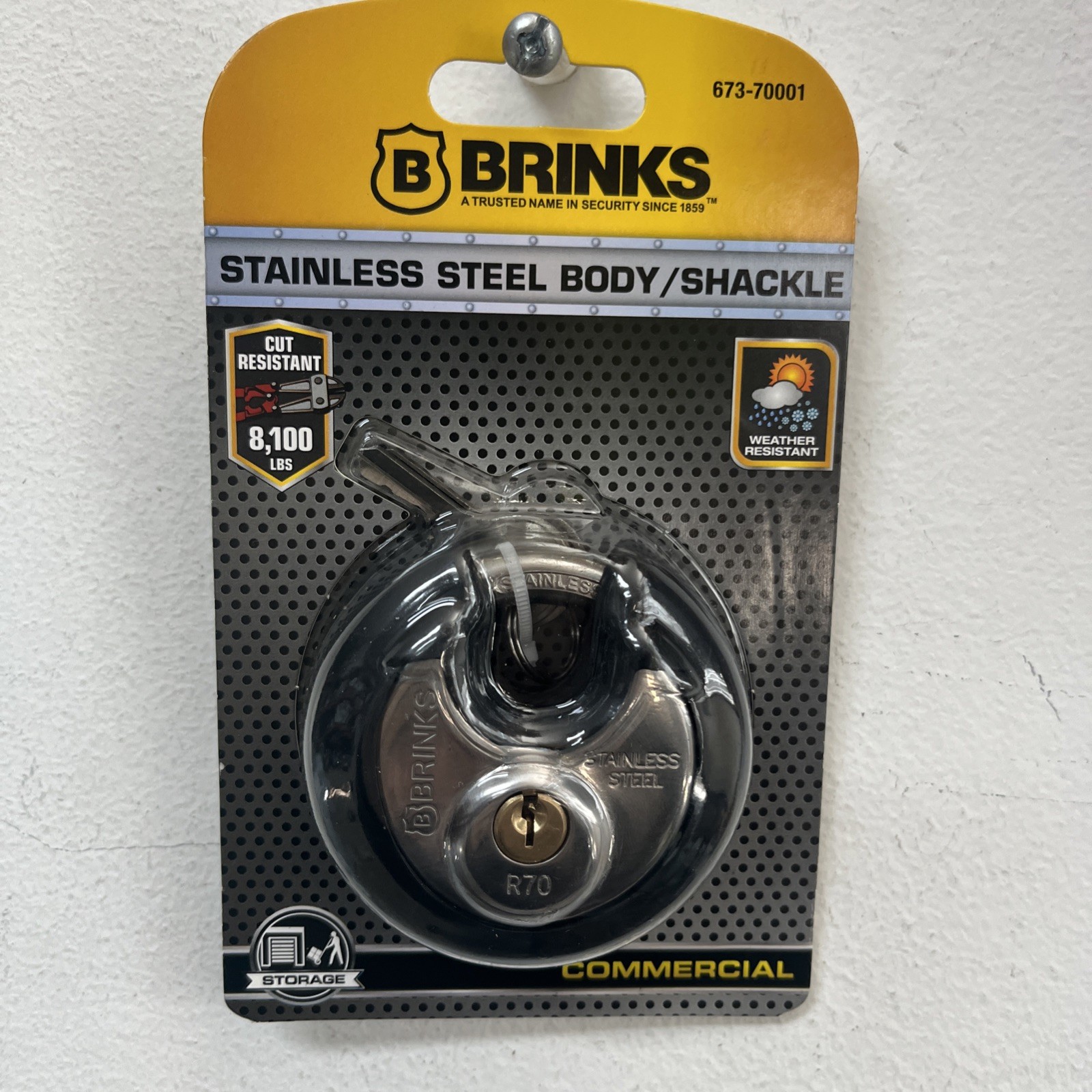 Brinks 70mm Commercial Stainless Steel Discus Padlock