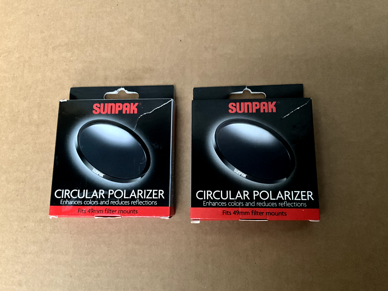 Sunpak - Circle 49mm Polarizer Lens Filter (2 pack) open box excellent condition