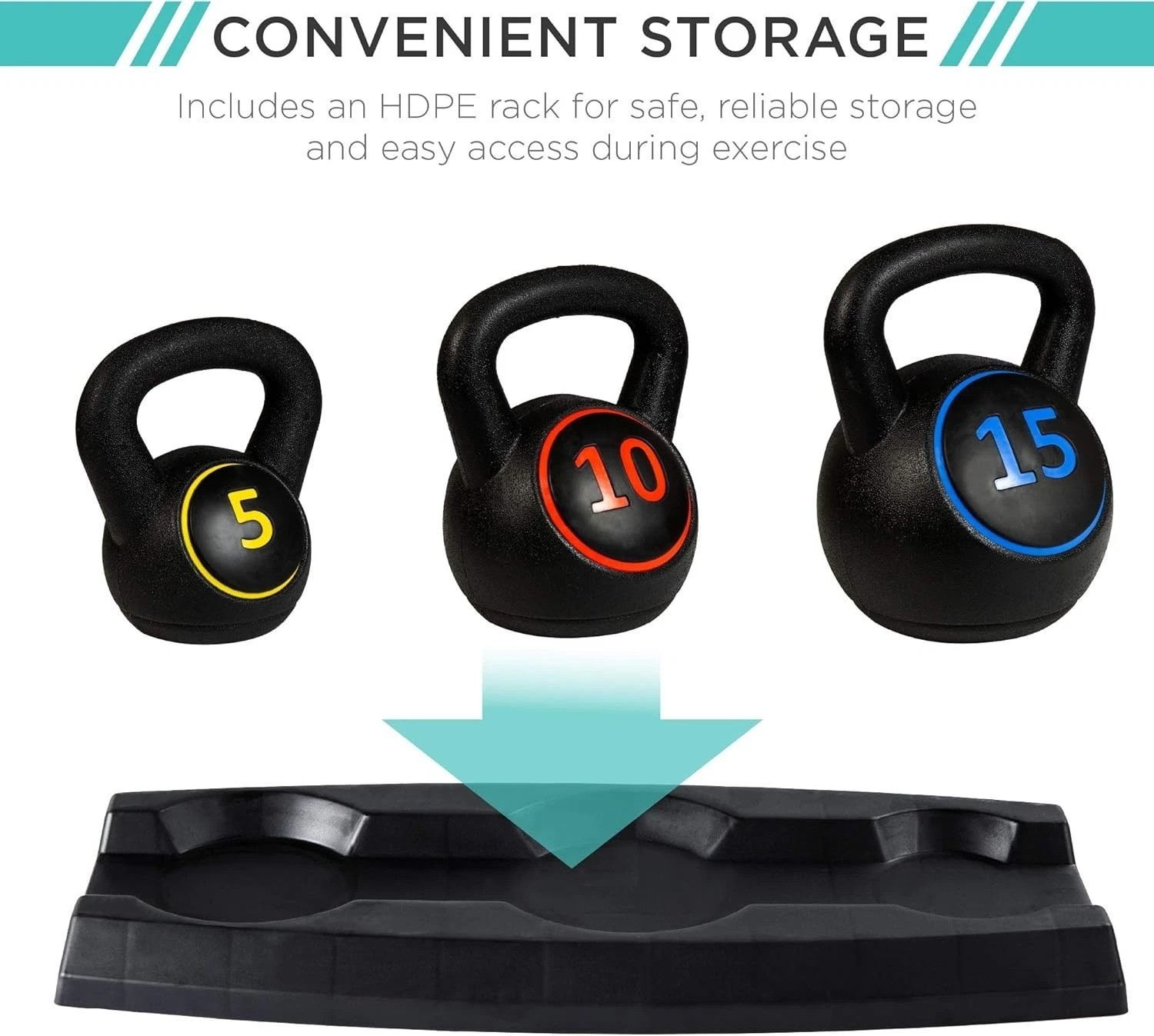 Versatile Exercise Kettlebell Set (5-15lb) with Storage Rack for Optimal Fitness