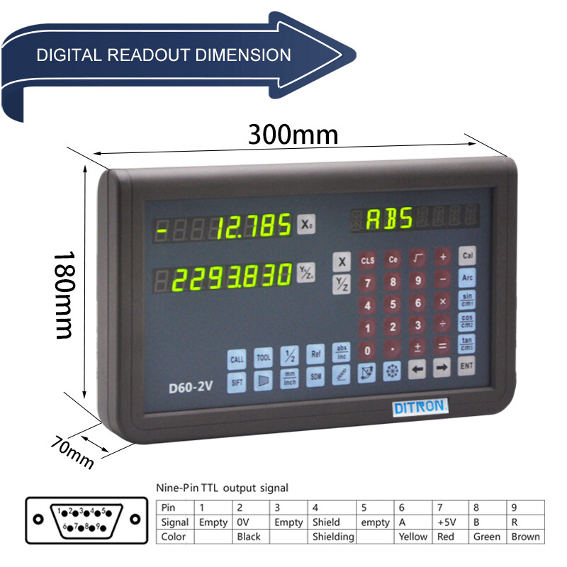 2Axis Multi-function Metal DRO Digital Display,IP67 Precision Magnetic Scale Kit