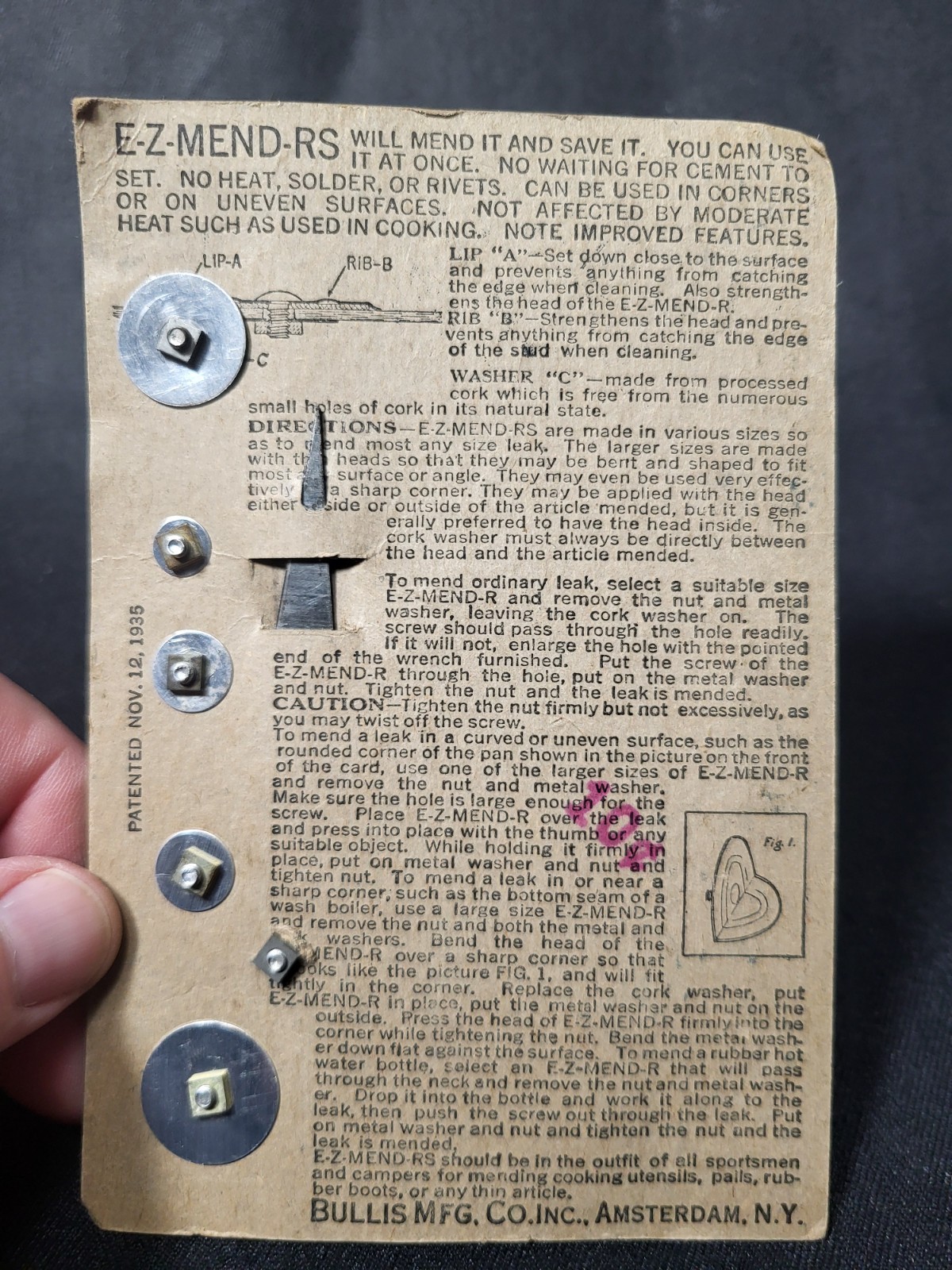 Vintage, Rustless, E-Z- Mend-RS" Mending Patches