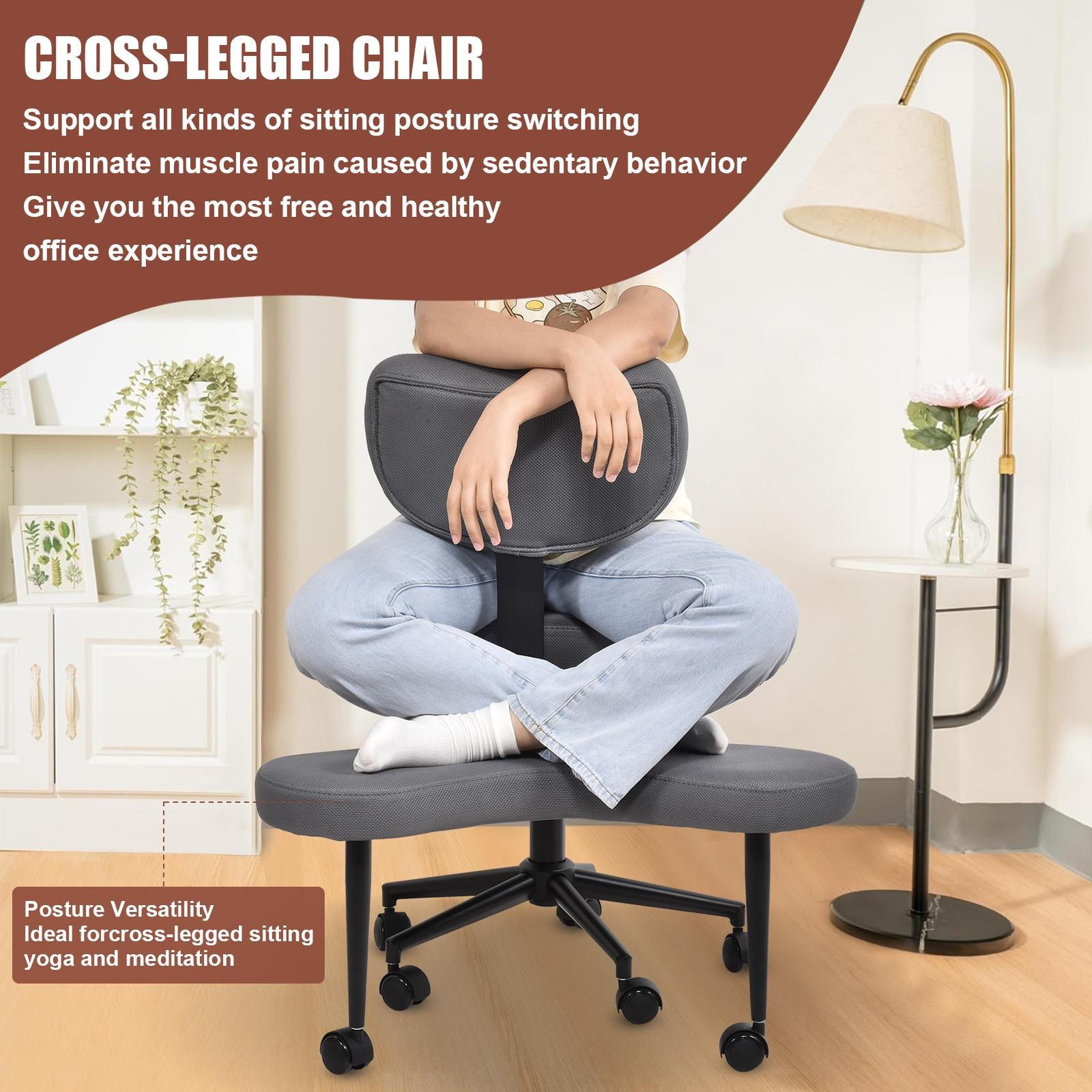 Meditation Cross Legged Armchair, ADHD Chair, Criss Cross Chair for Home Office