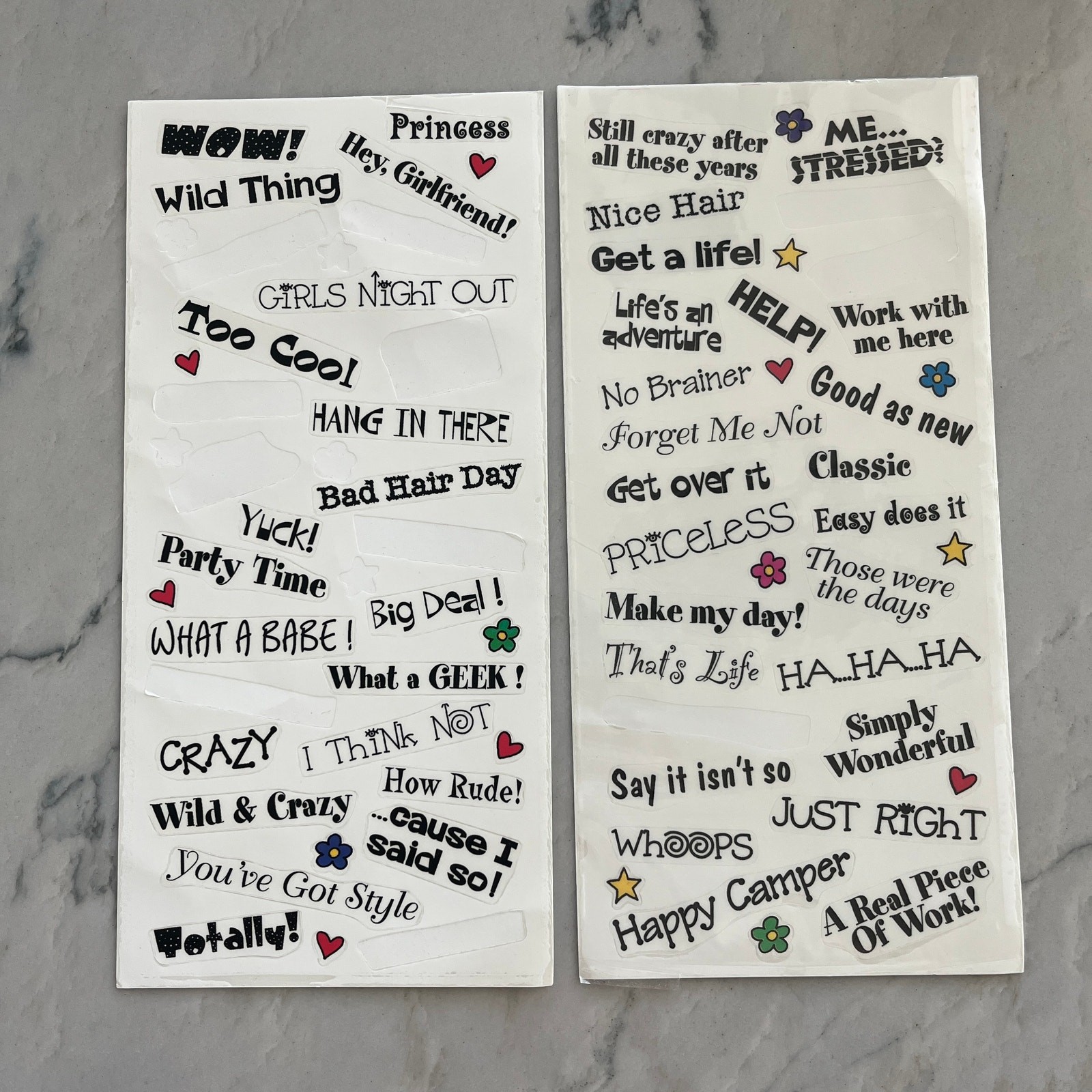 Vintage Scrapbook Word Phrase Stickers Lot Me & My Big Ideas Quotes Ephemera