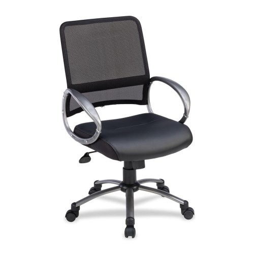 Lorell LLR69518 Mid Back Task Chair Black Leather