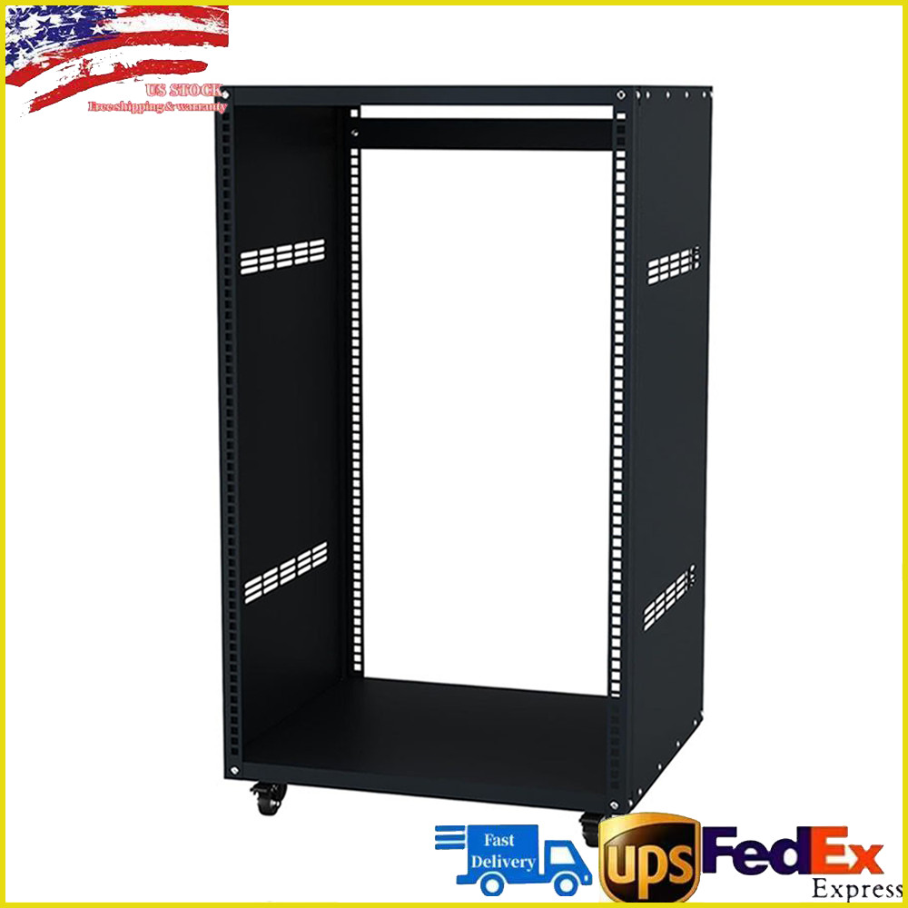 Heavy Duty 16U AV Rack Stand with Caster Wheels for Network and Studio Equipment